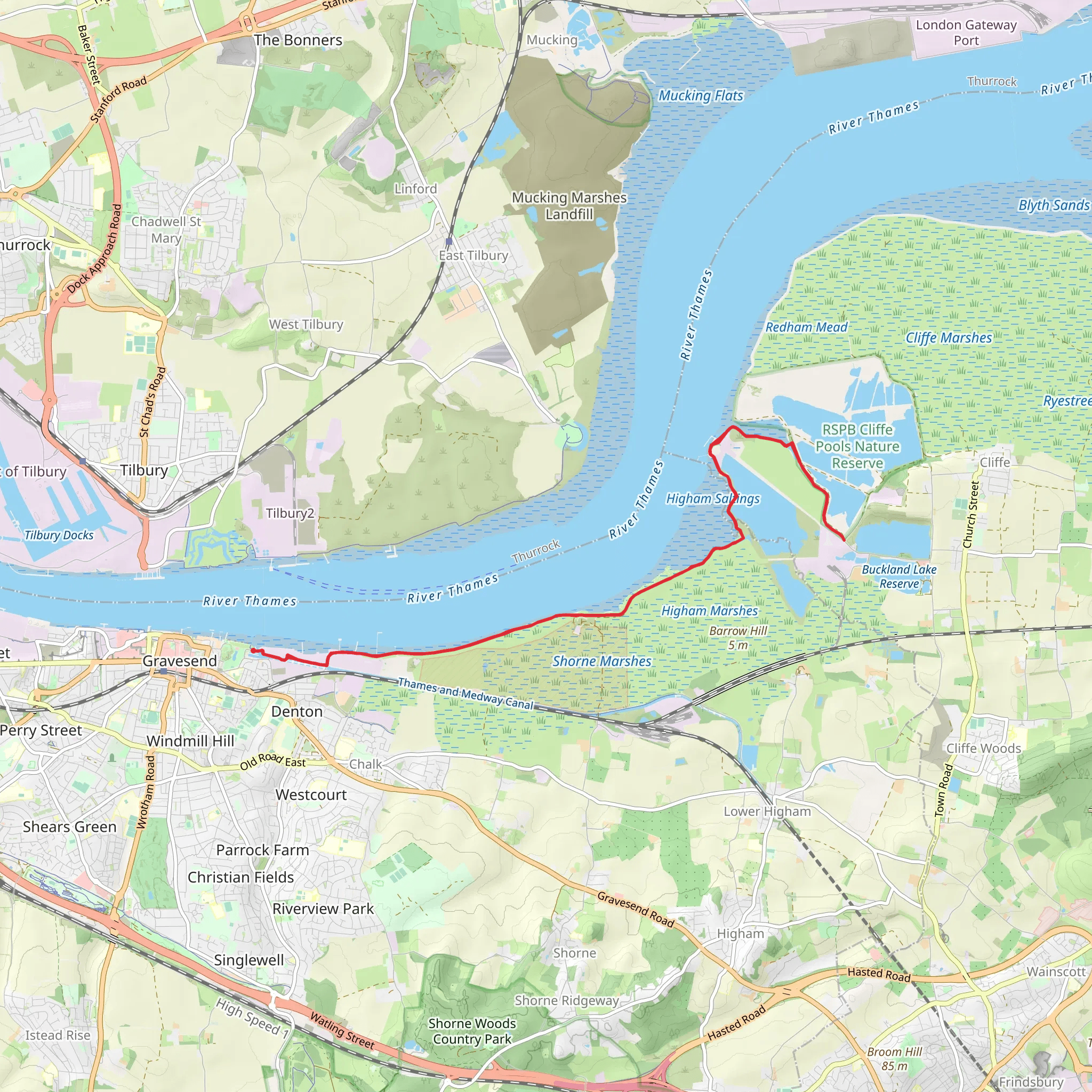 Gravesend, Shorne Marshes Nature Reserve and Alpha Pool mobile static map