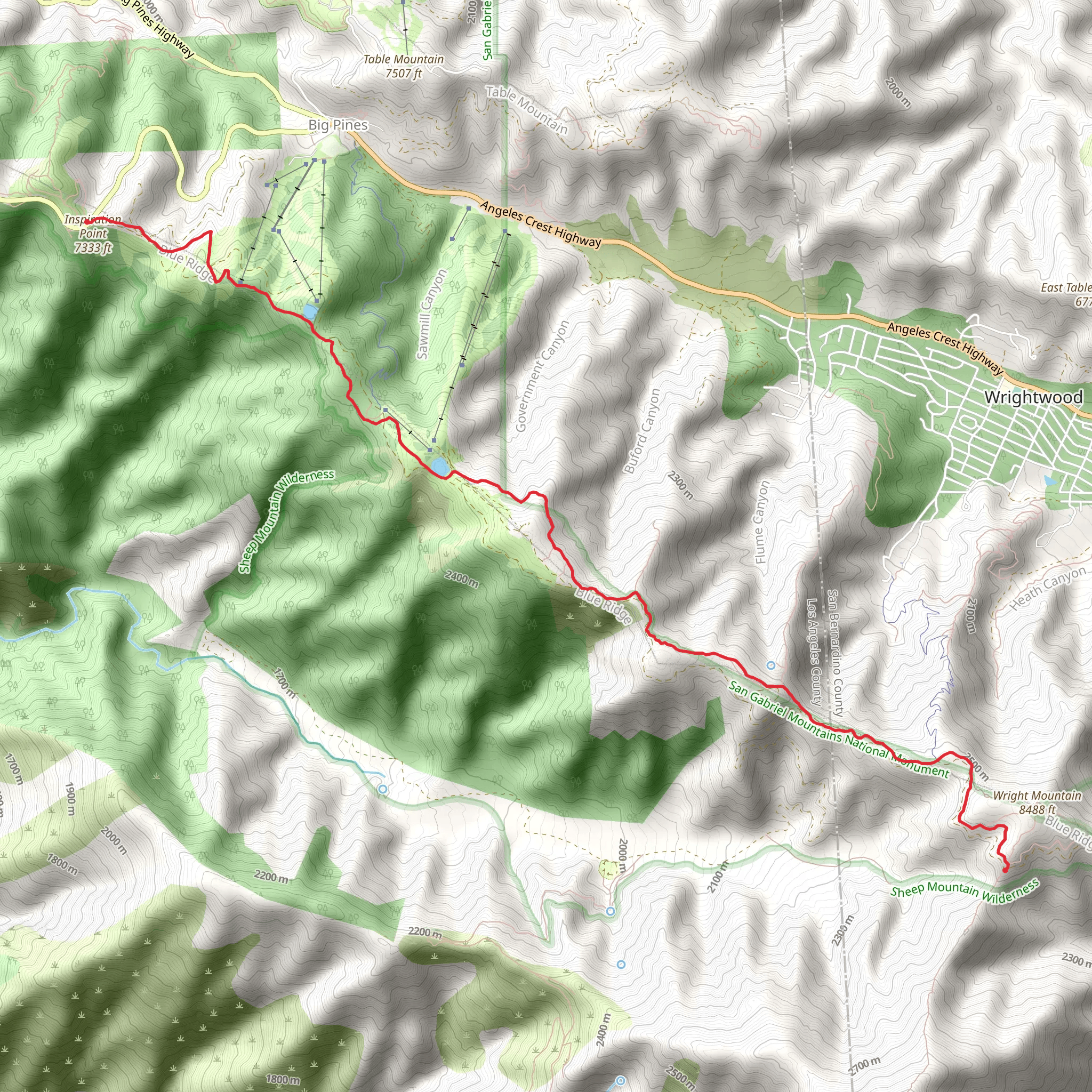 Wright Mountain to Inspiration Point via Pacific Crest Trail mobile static map
