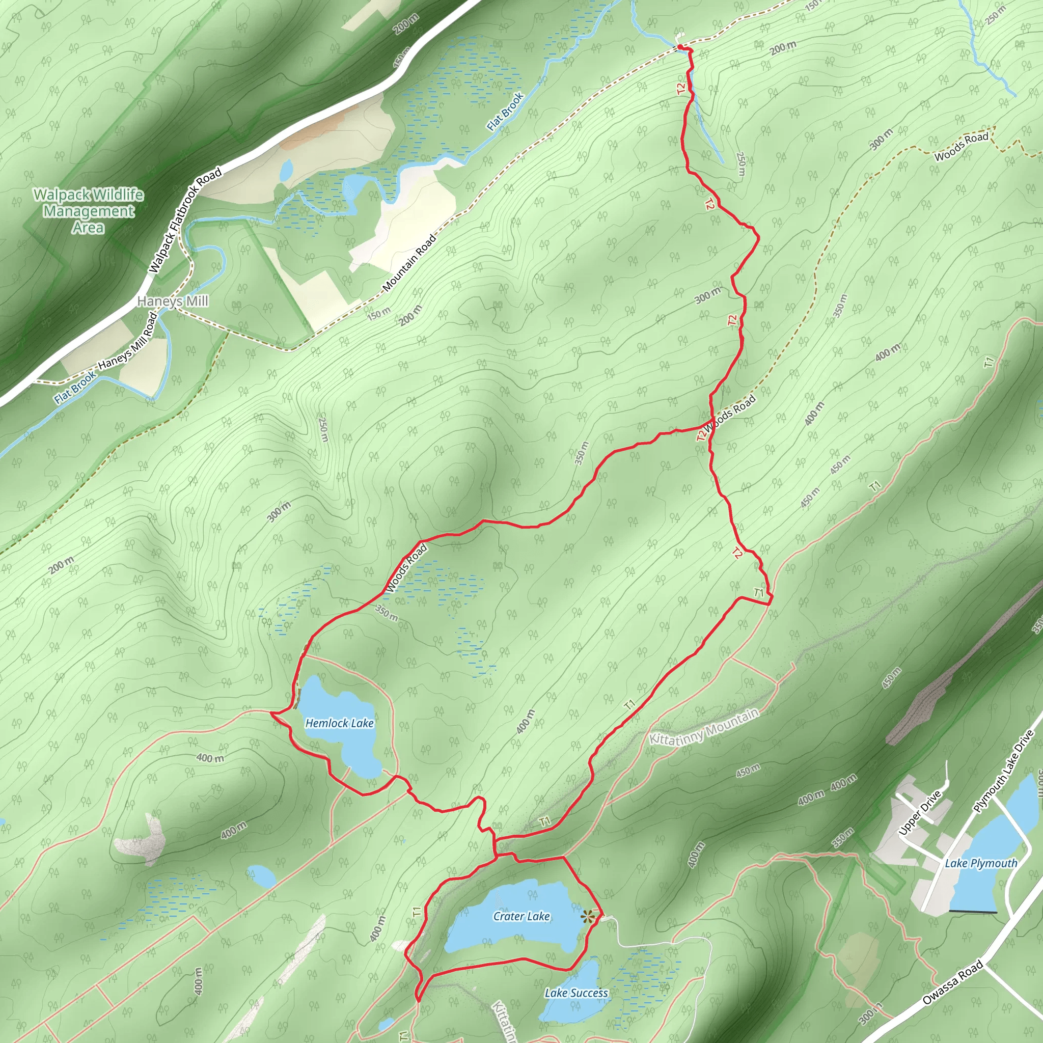 Crater Lake and Hemlock Lake Loop via Appalachian Trail mobile static map