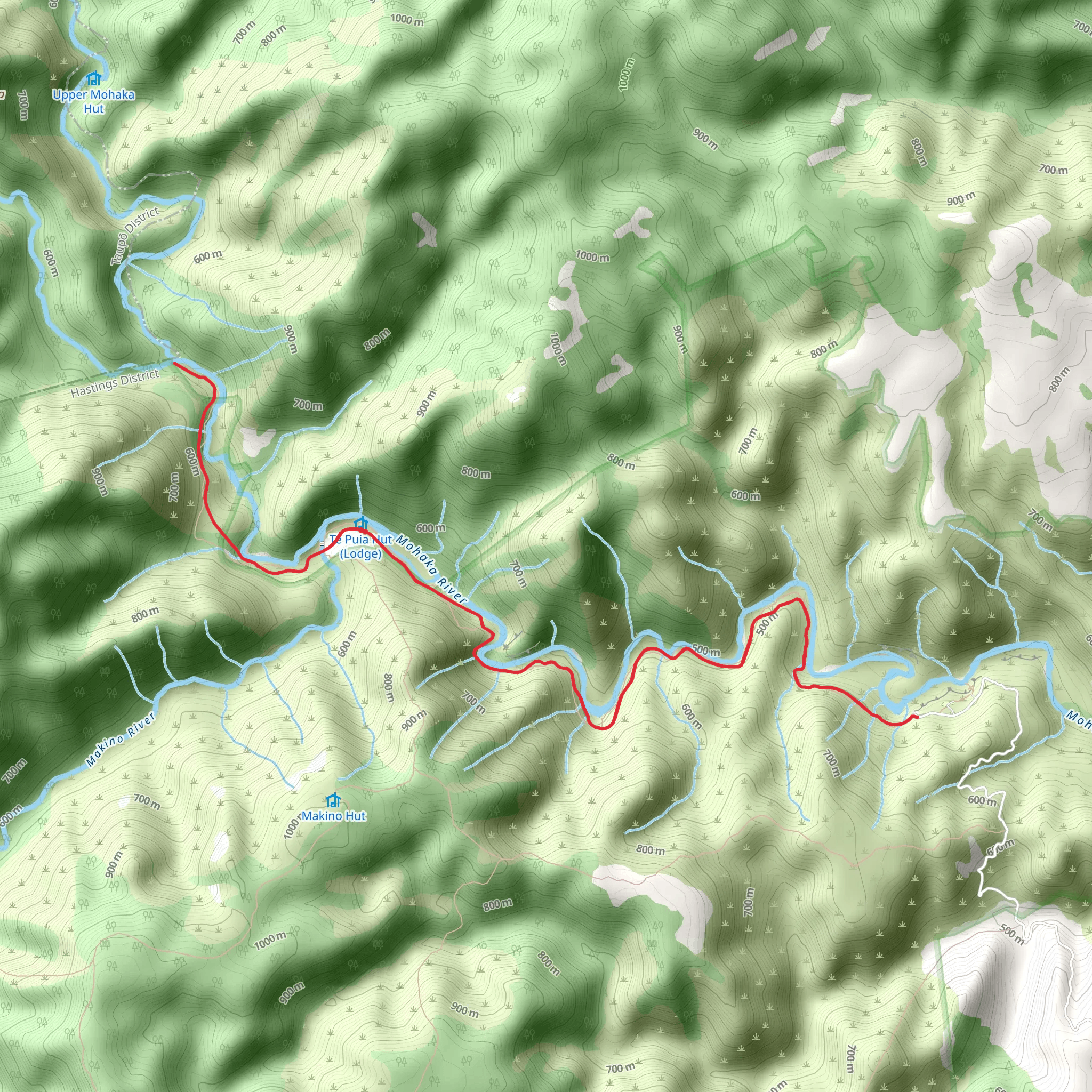 Te Puia Hut Track and Mangatainoka Hot Springs mobile static map