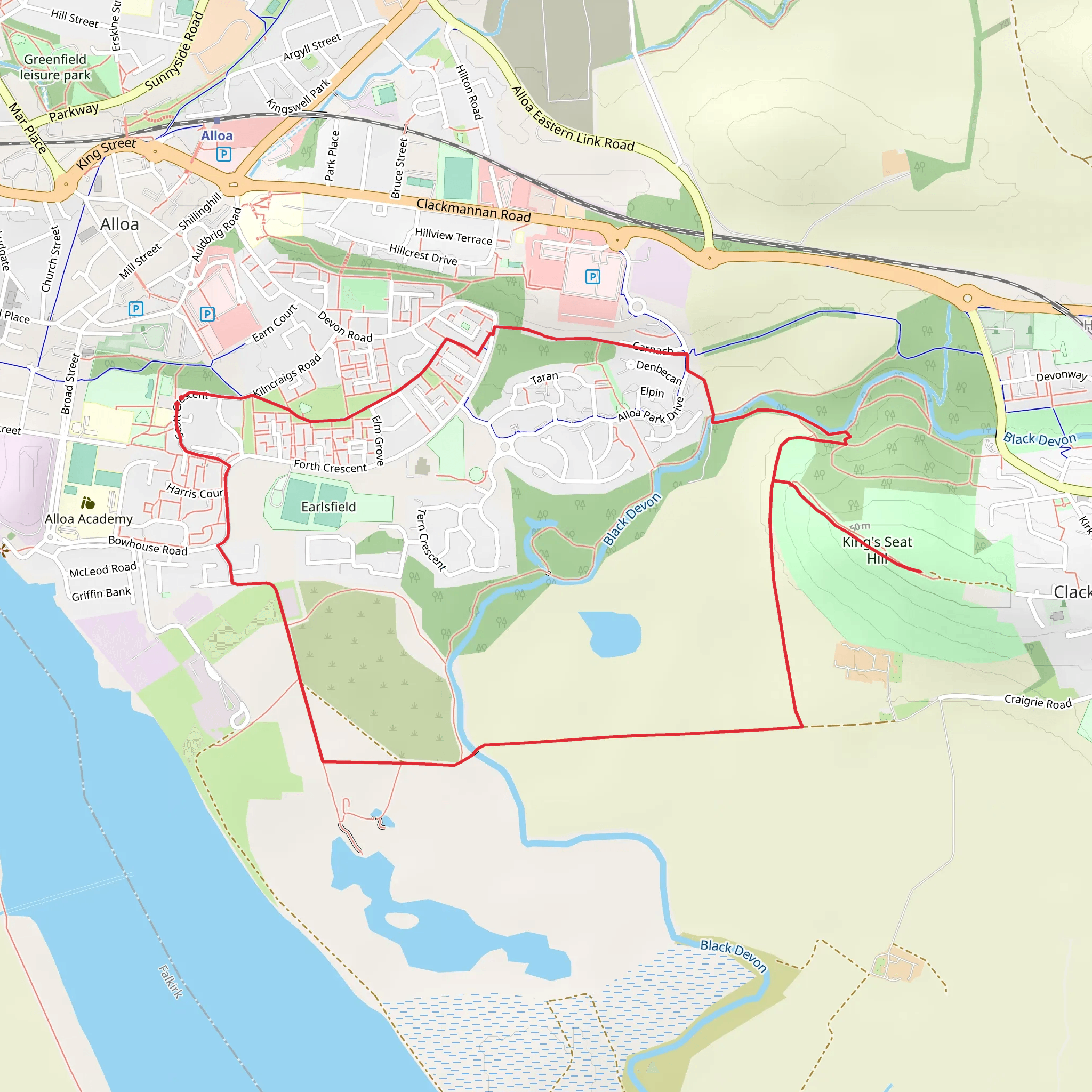 Alloa to Clackmannan mobile static map