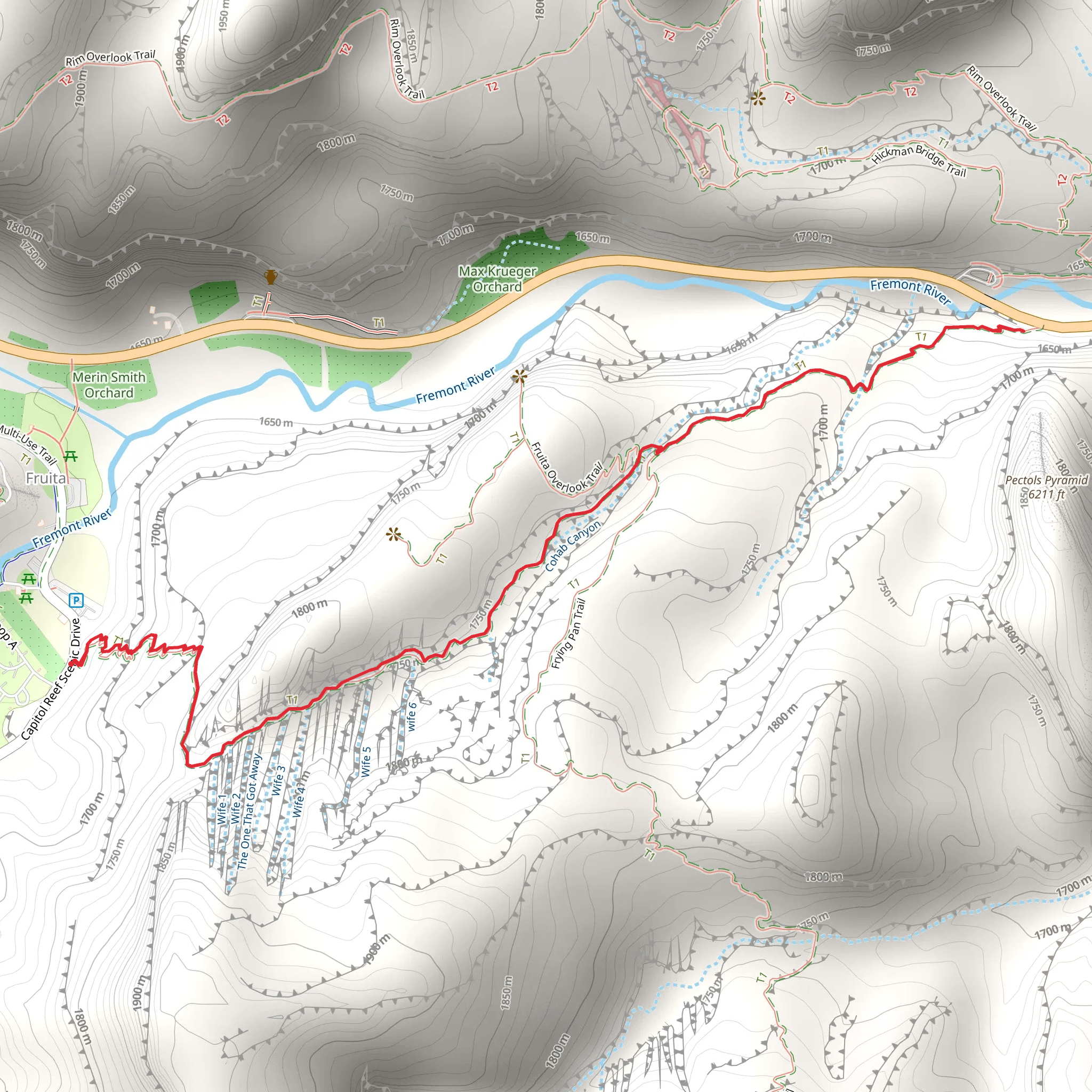 Cohab Canyon Trail mobile static map