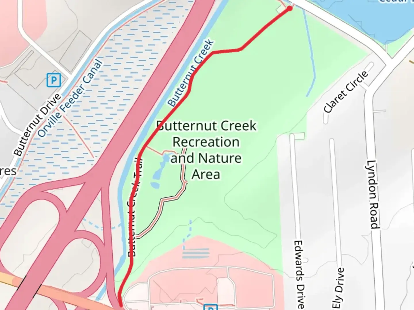 An image depicting the trail Butternut Creek and its surrounding area.