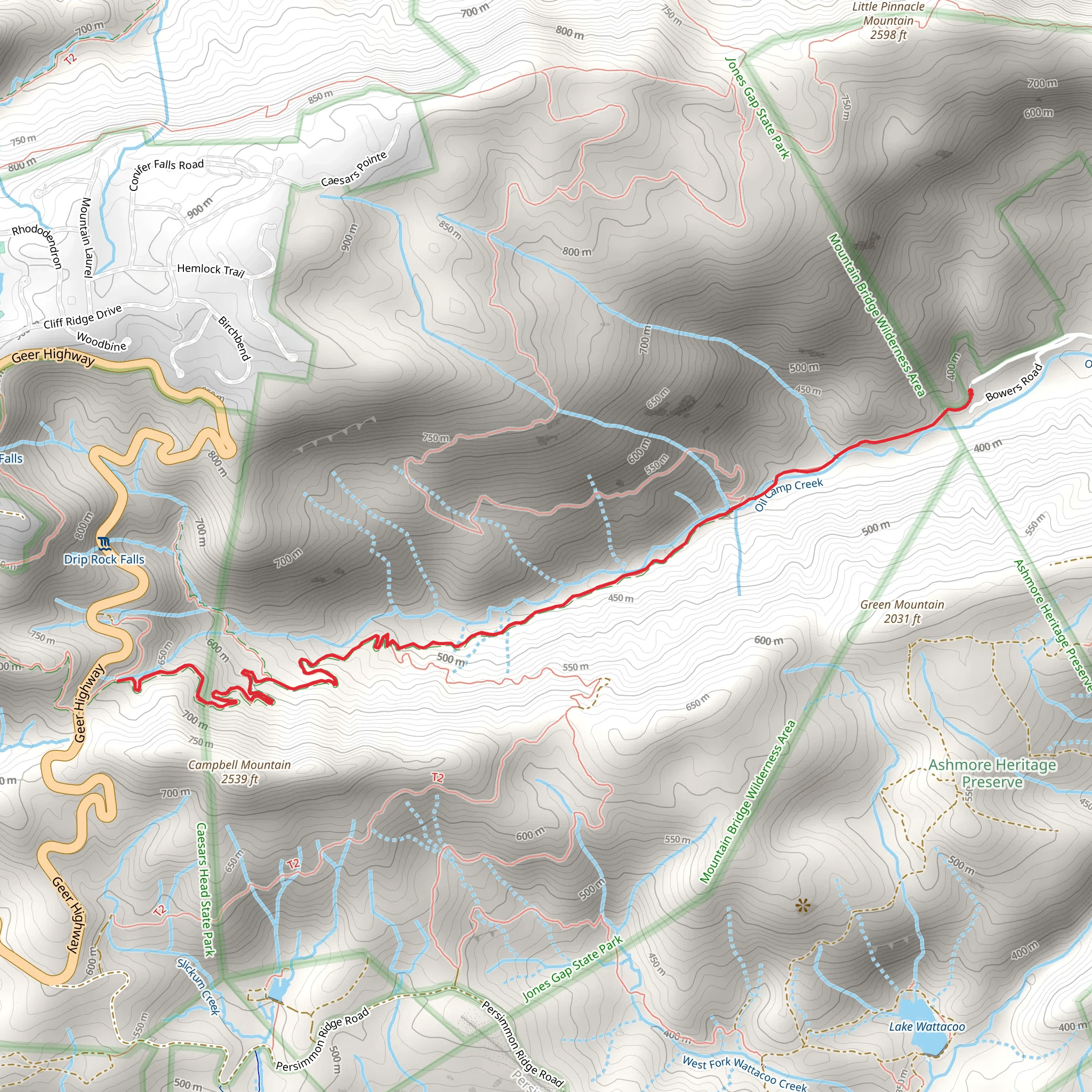 Oil Camp Creek and Pinnacle Pass Trail mobile static map