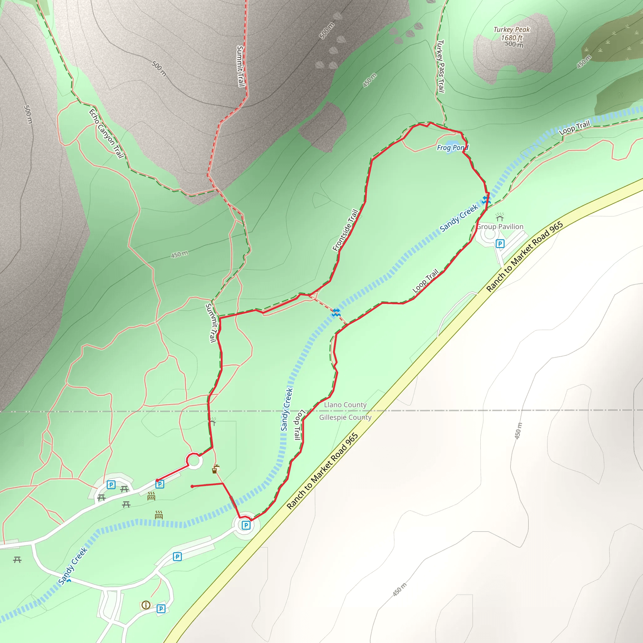 Frontside Trail, Turkey Pass Trail and Loop Trail mobile static map