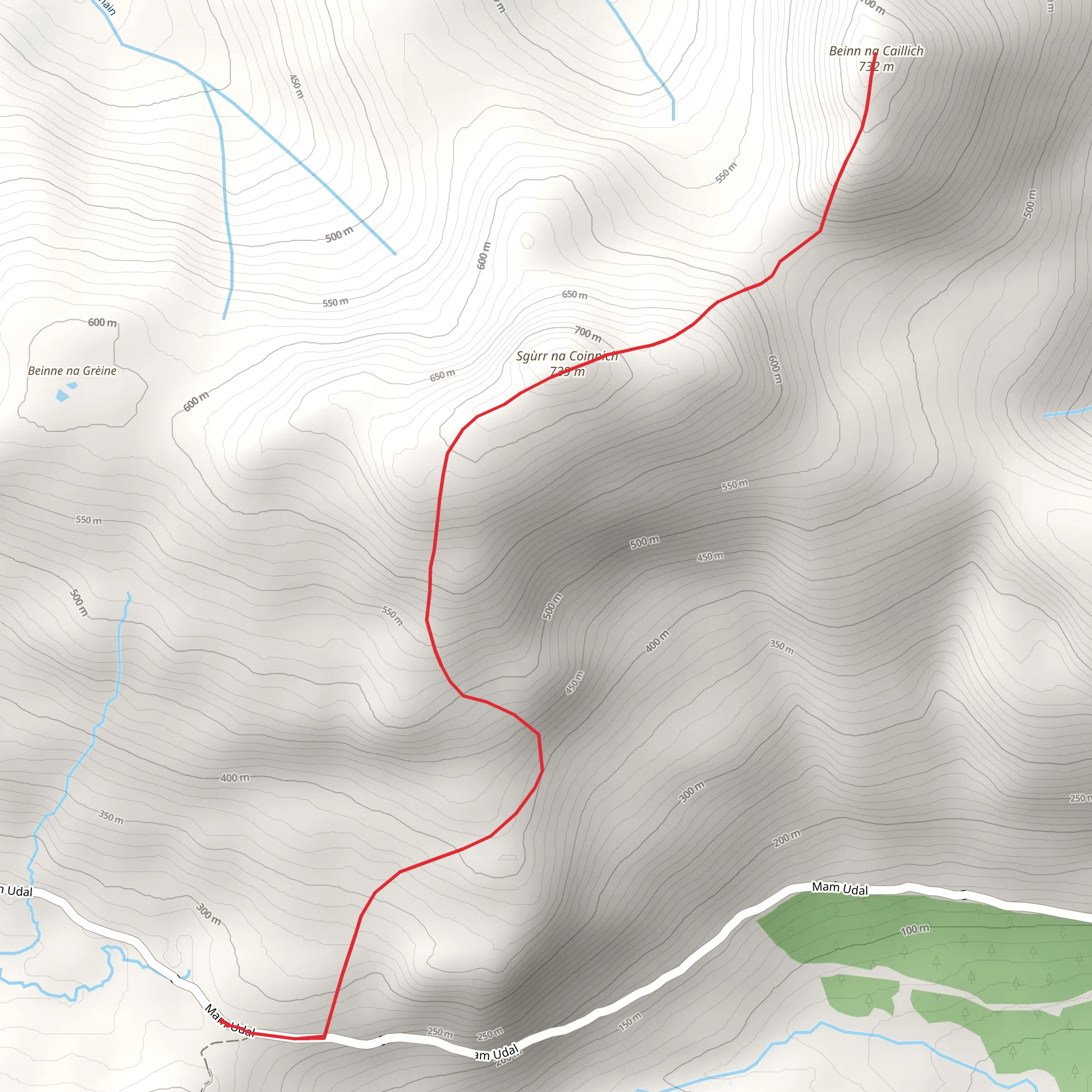Beinn na Caillich from Bealach Udal via Sgurr na Coinnich mobile static map