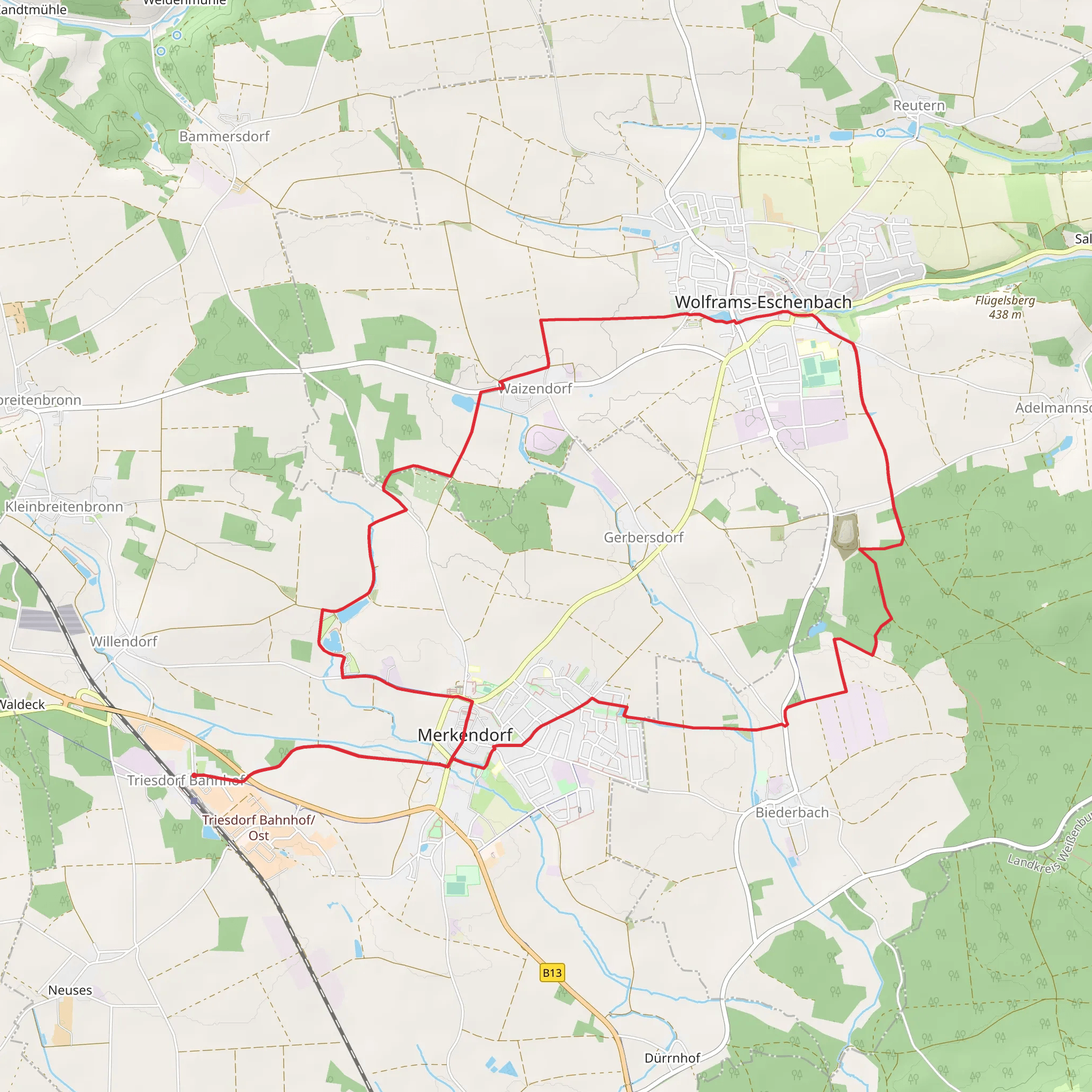 Merkendorf to Wolframseschenbach Loop mobile static map