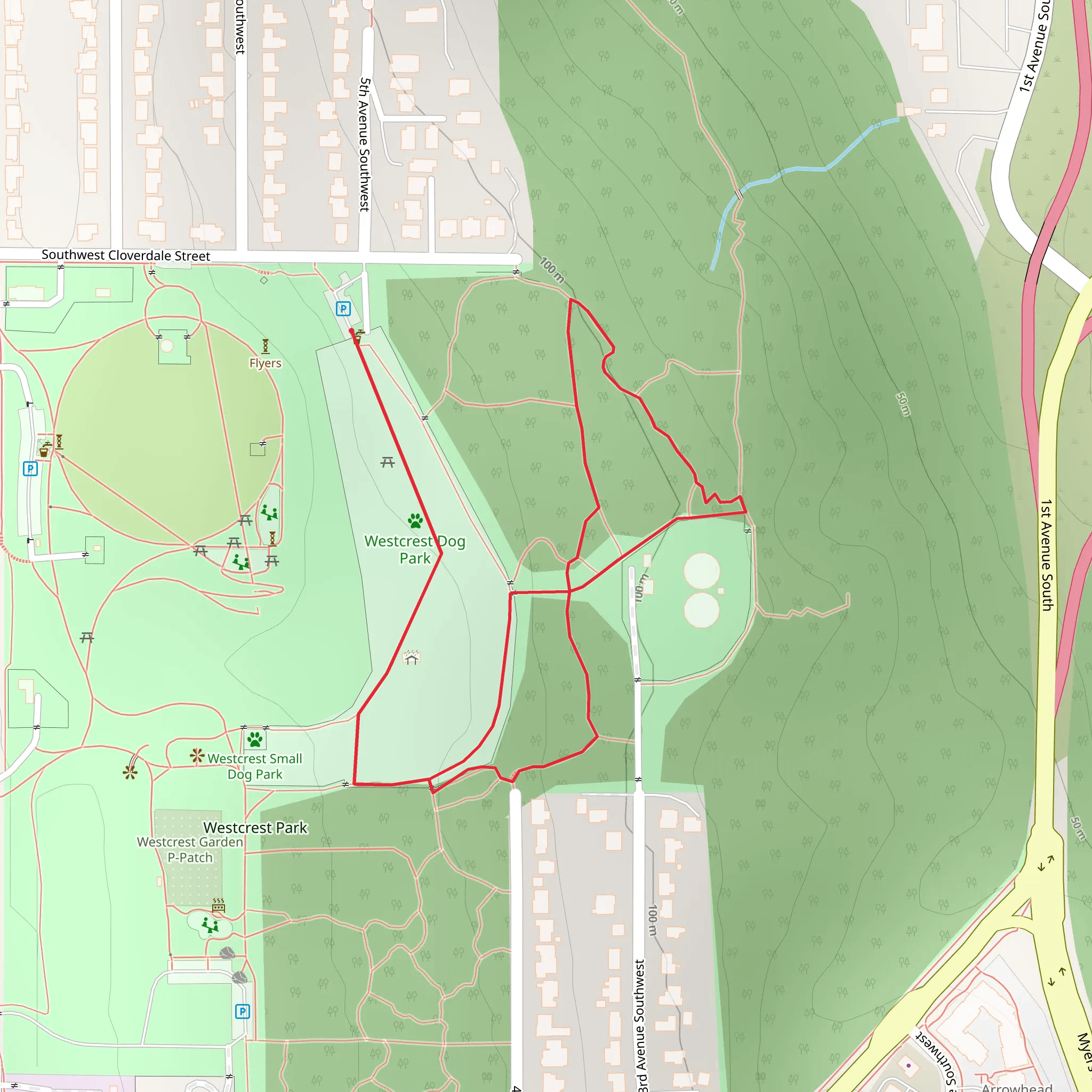 Westcrest Park Loop mobile static map