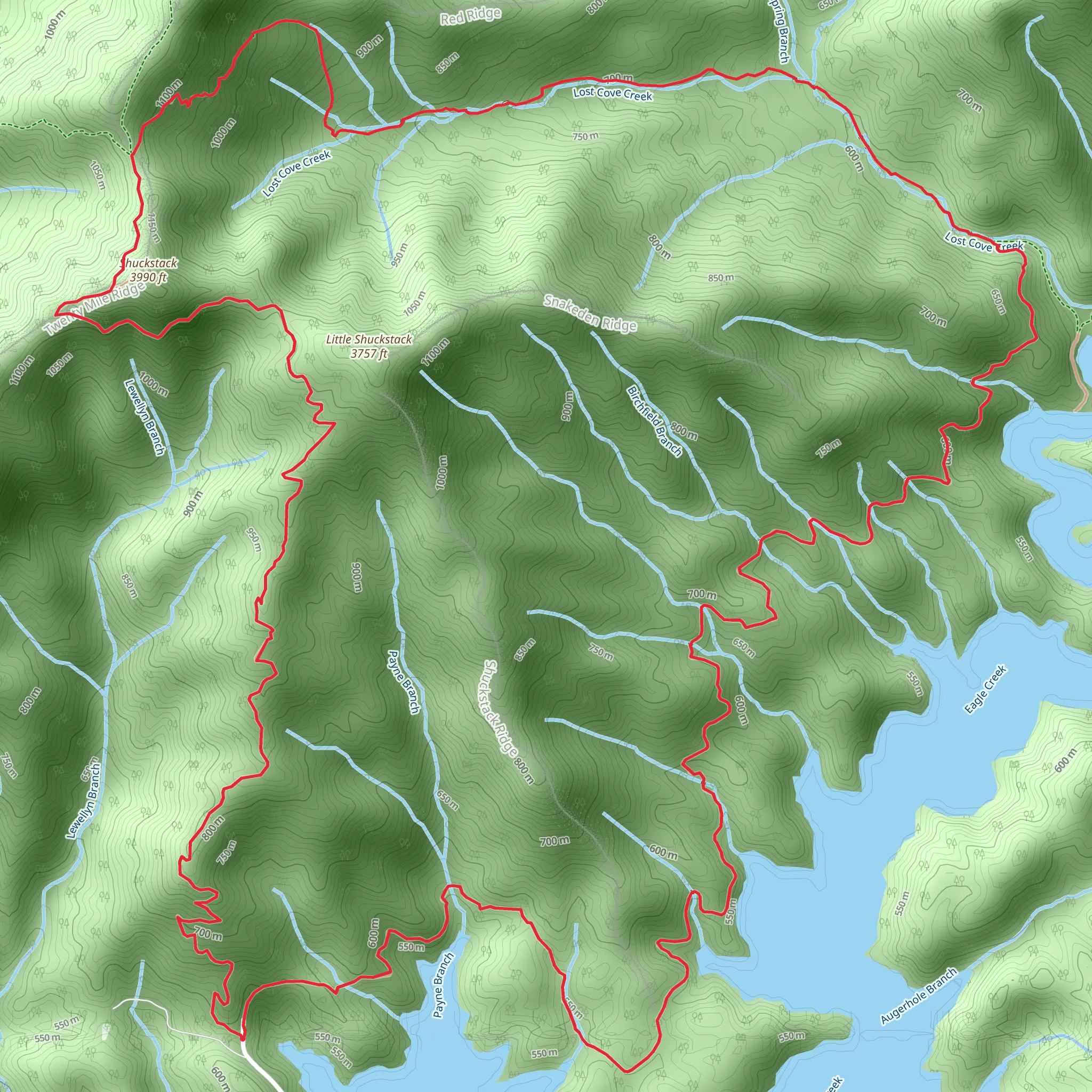Appalachian Trail, Lost Cove and Lakeshore Loop Trail mobile static map