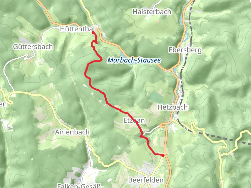 Beerfelden to Hüttenthal Walk via Rundwanderweg Beerfelden 1