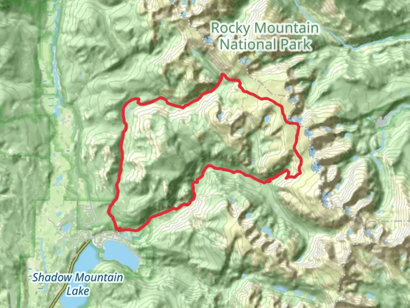 An image depicting the trail North Inlet-Flattop Junction and Tonahutu Creek Loop and its surrounding area.