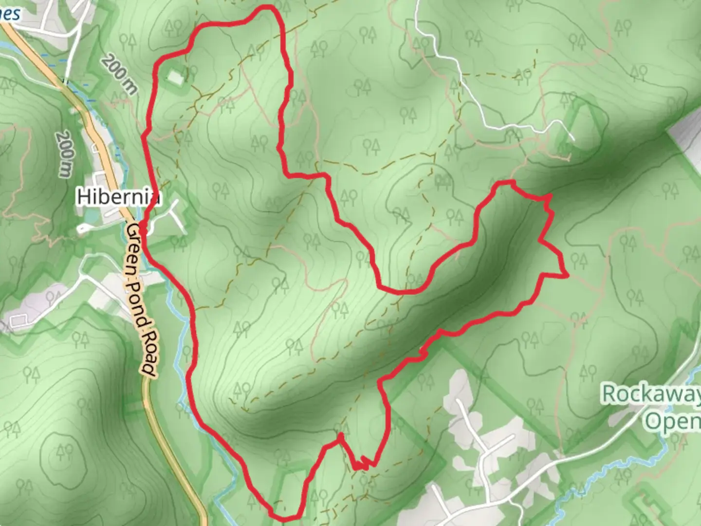 An image depicting the trail Beach Glen Trail and Four Birds Loop Trail and its surrounding area.