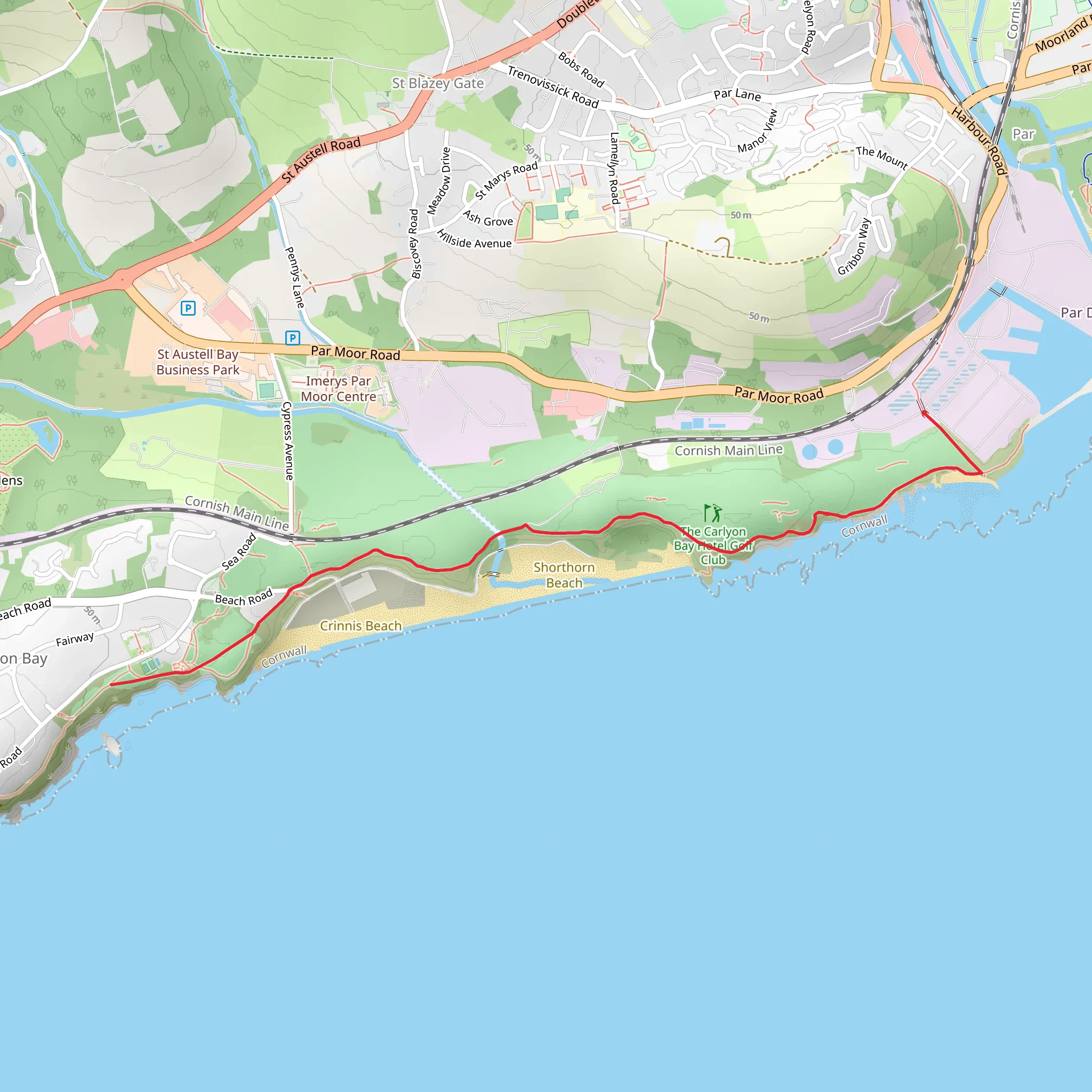 Carlyon Bay Walk mobile static map