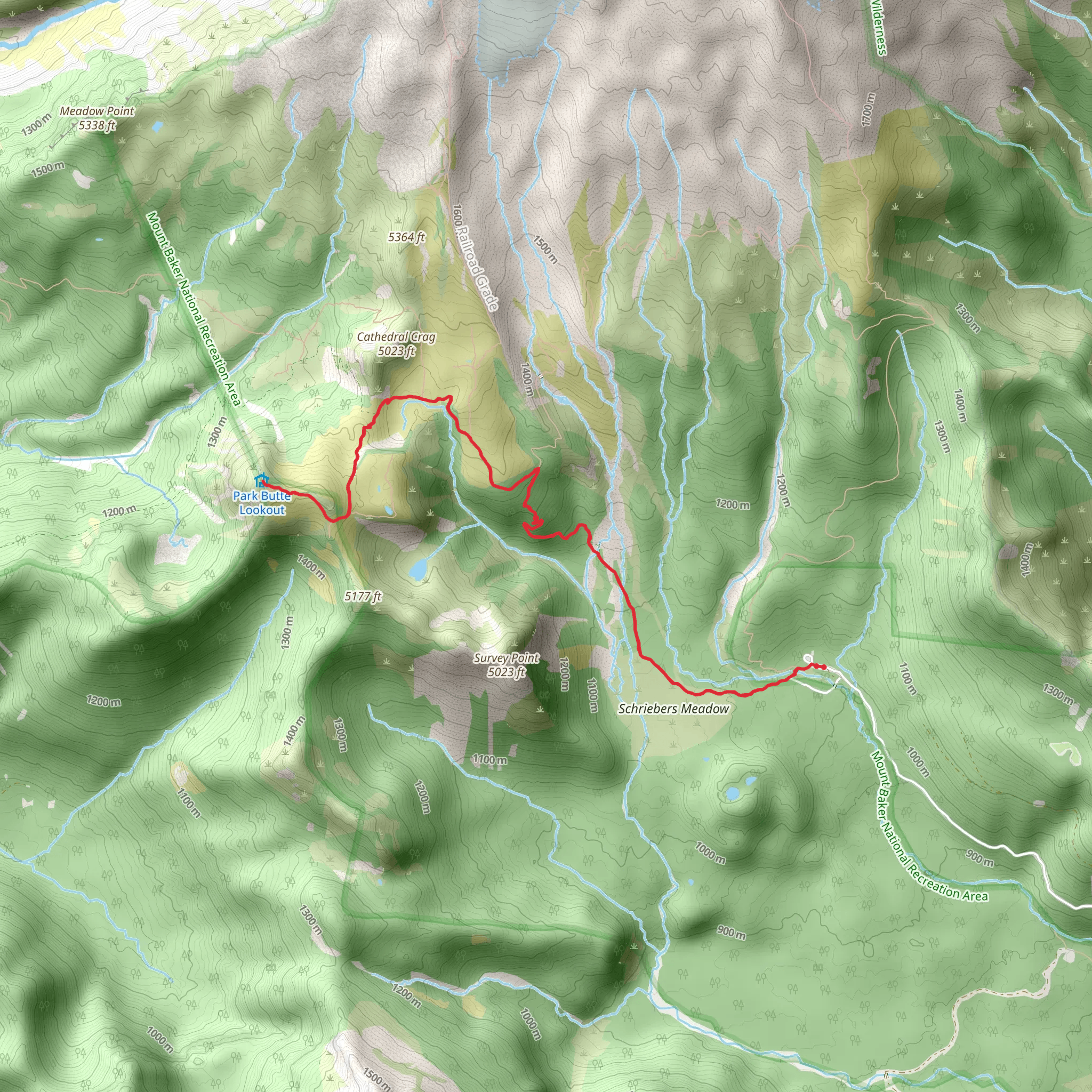 Park Butte Trail mobile static map