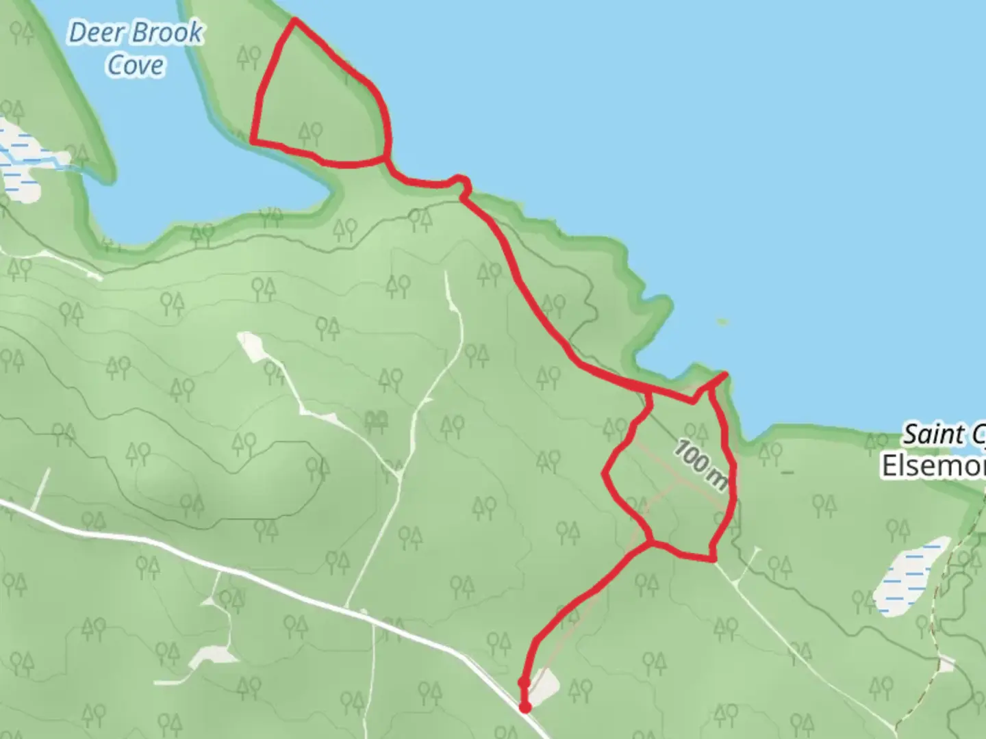 An image depicting the trail Dear Bk Cove and its surrounding area.