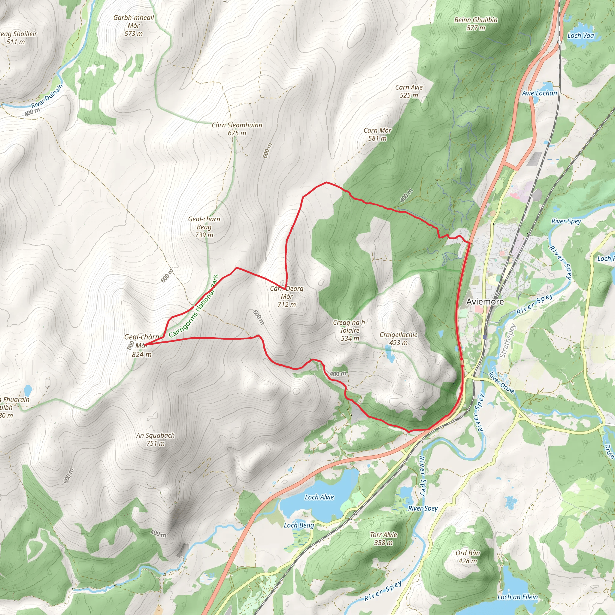 Geal-charn Mor from Aviemore mobile static map