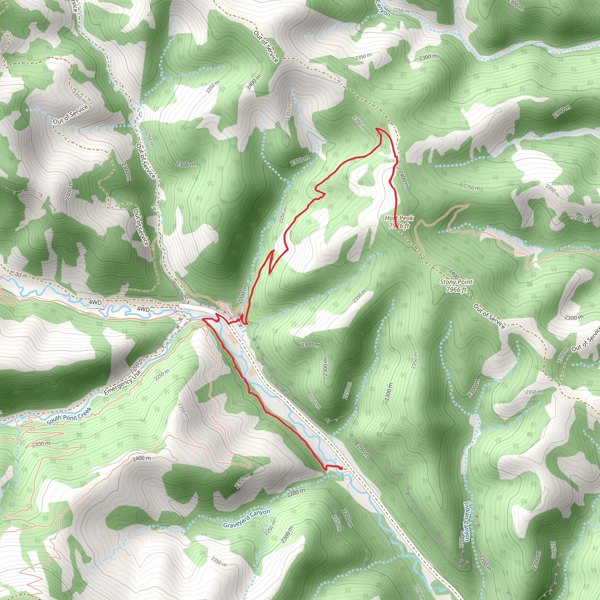 Hart Peak via Indian Writing Campsite Trail mobile static map