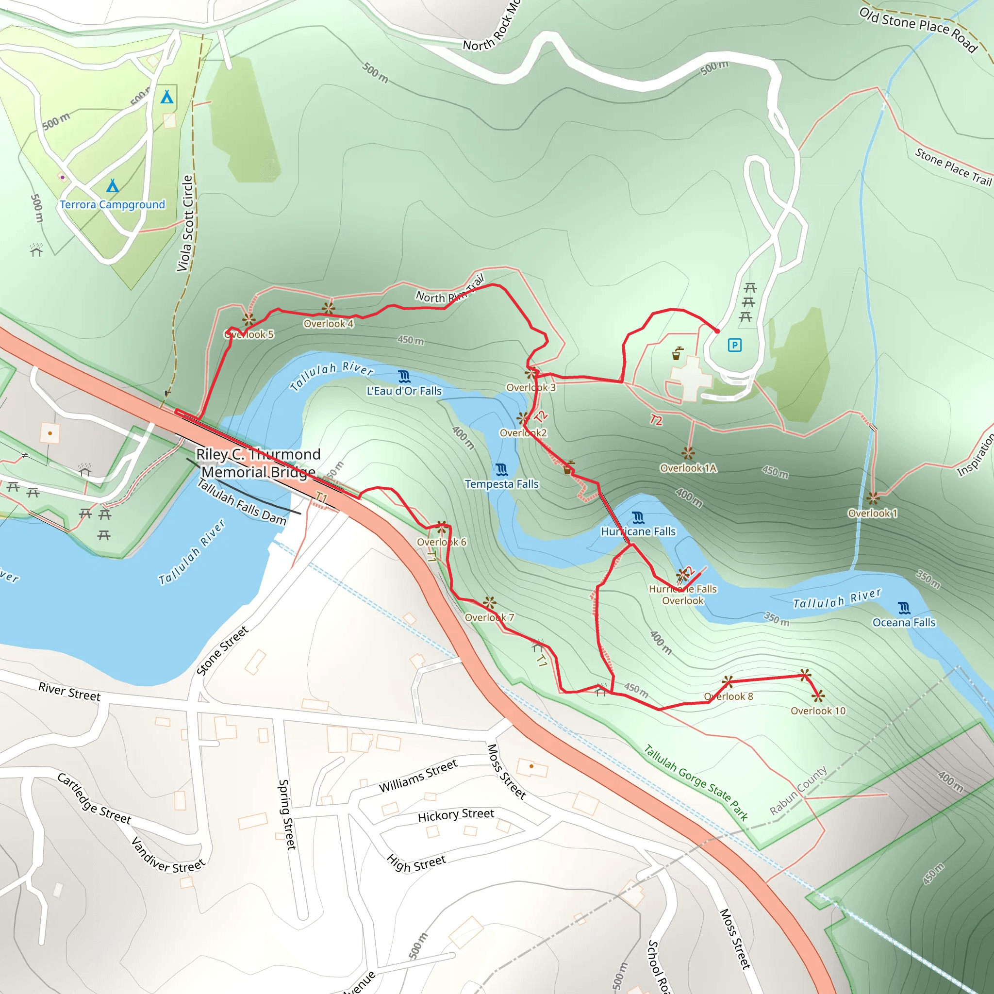 South Rim Trail and North Rim Loop Trail mobile static map