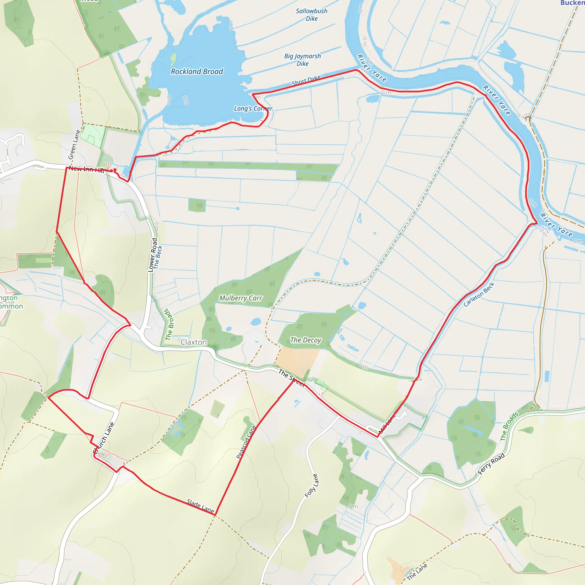 Rockland Broad and River Yare in Claxton Park mobile static map