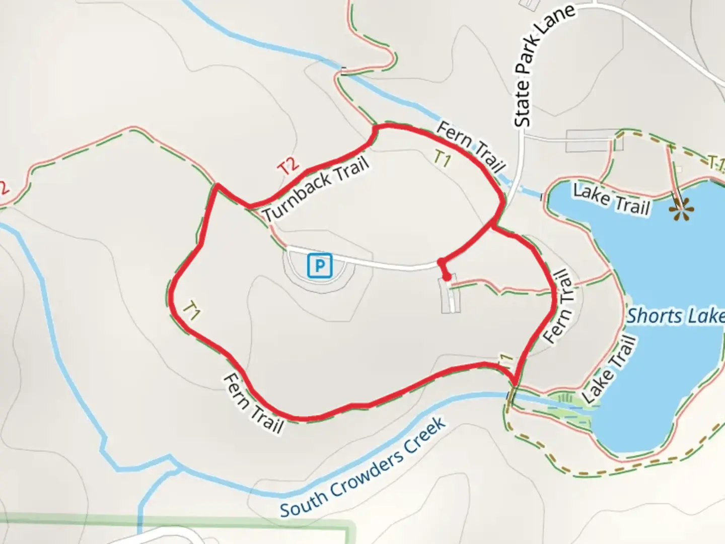 An image depicting the trail Turnback Trail and Fern Loop Trail and its surrounding area.
