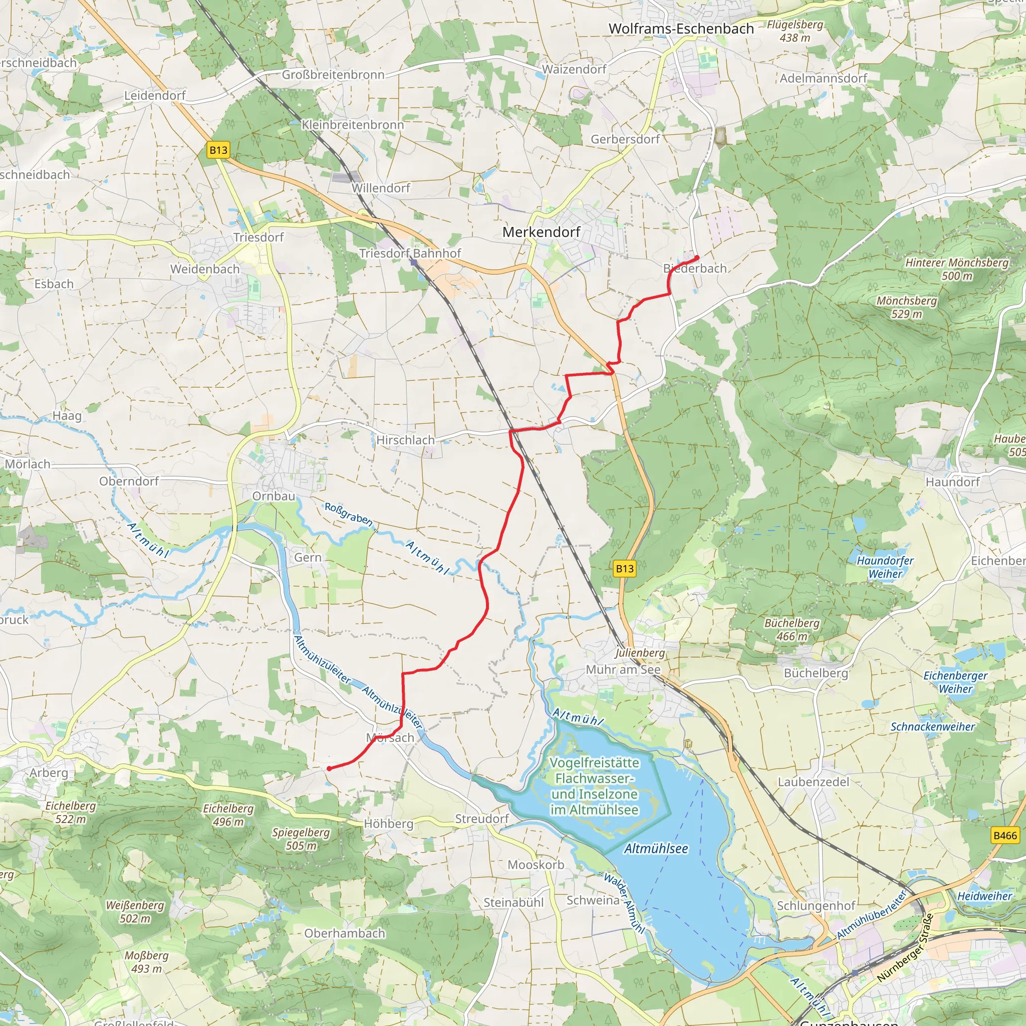 Gothendorf to Biederbach Walk mobile static map