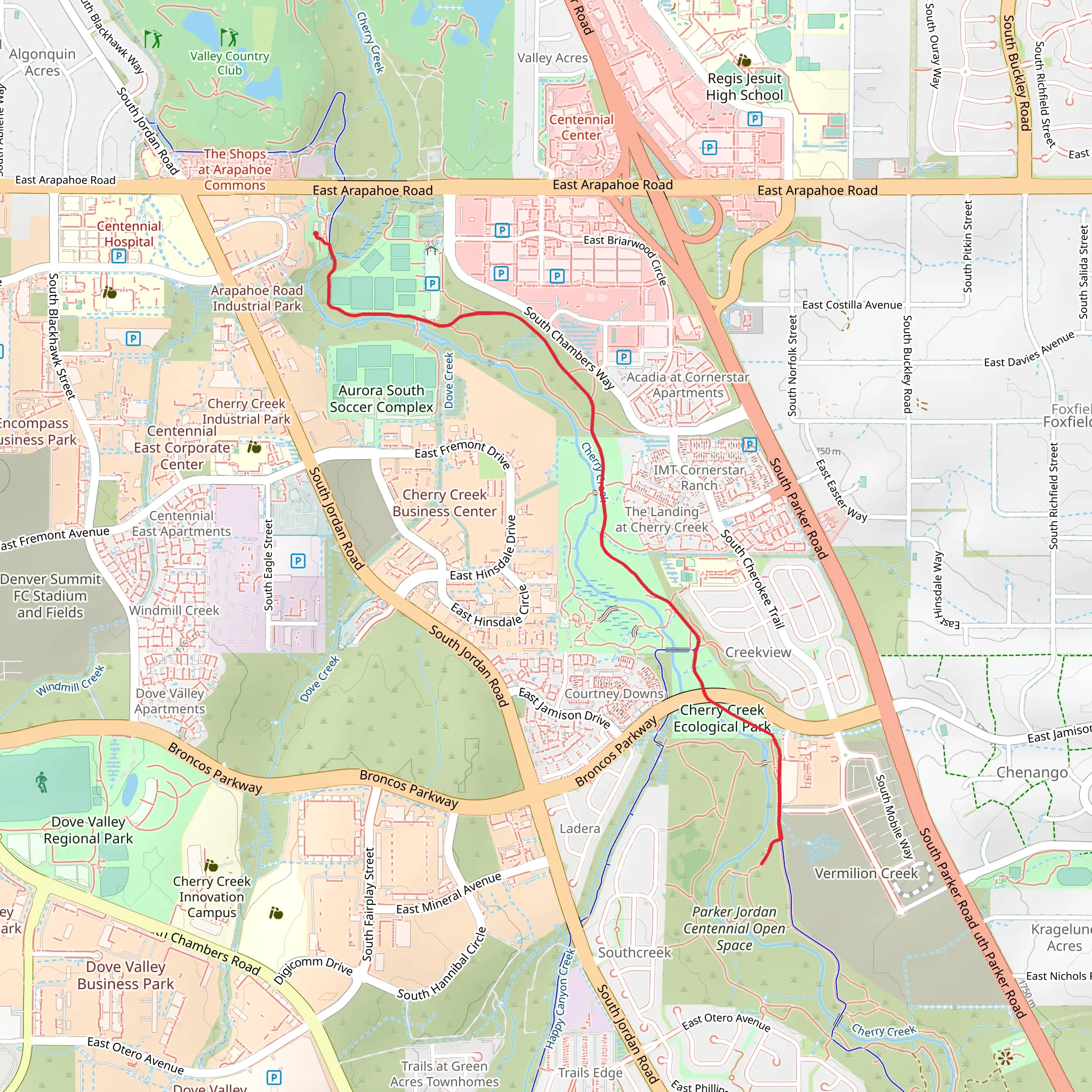 Cherry Creek Trail mobile static map
