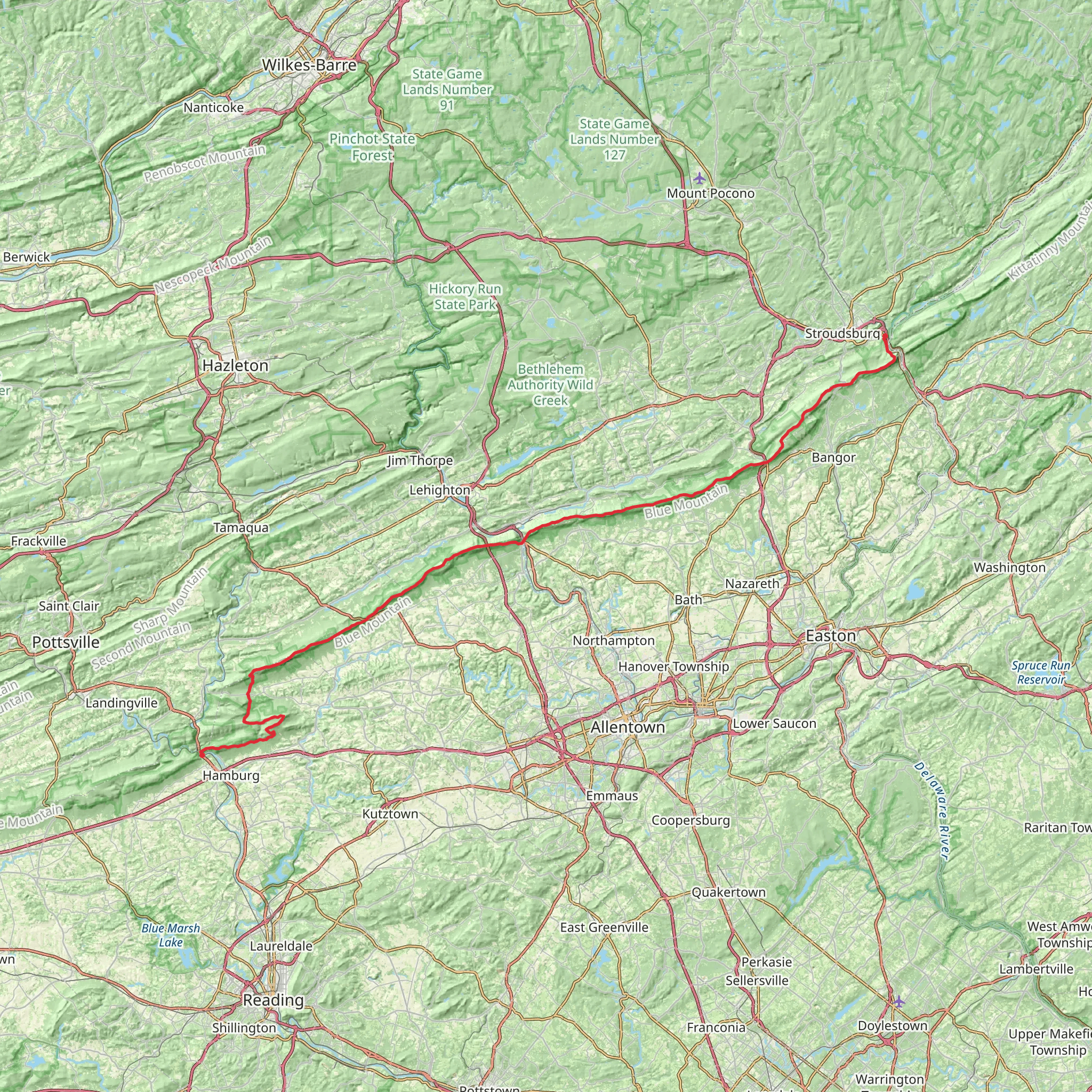 Appalachian Trail Section Hike - East Stroudsburg to Port Clinton mobile static map