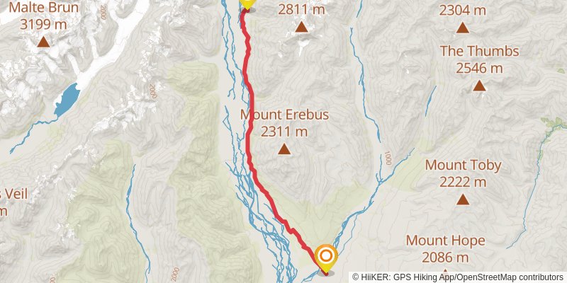 Godley Valley Track - Lilybank Road to Red Stag Hut stage 3 Map