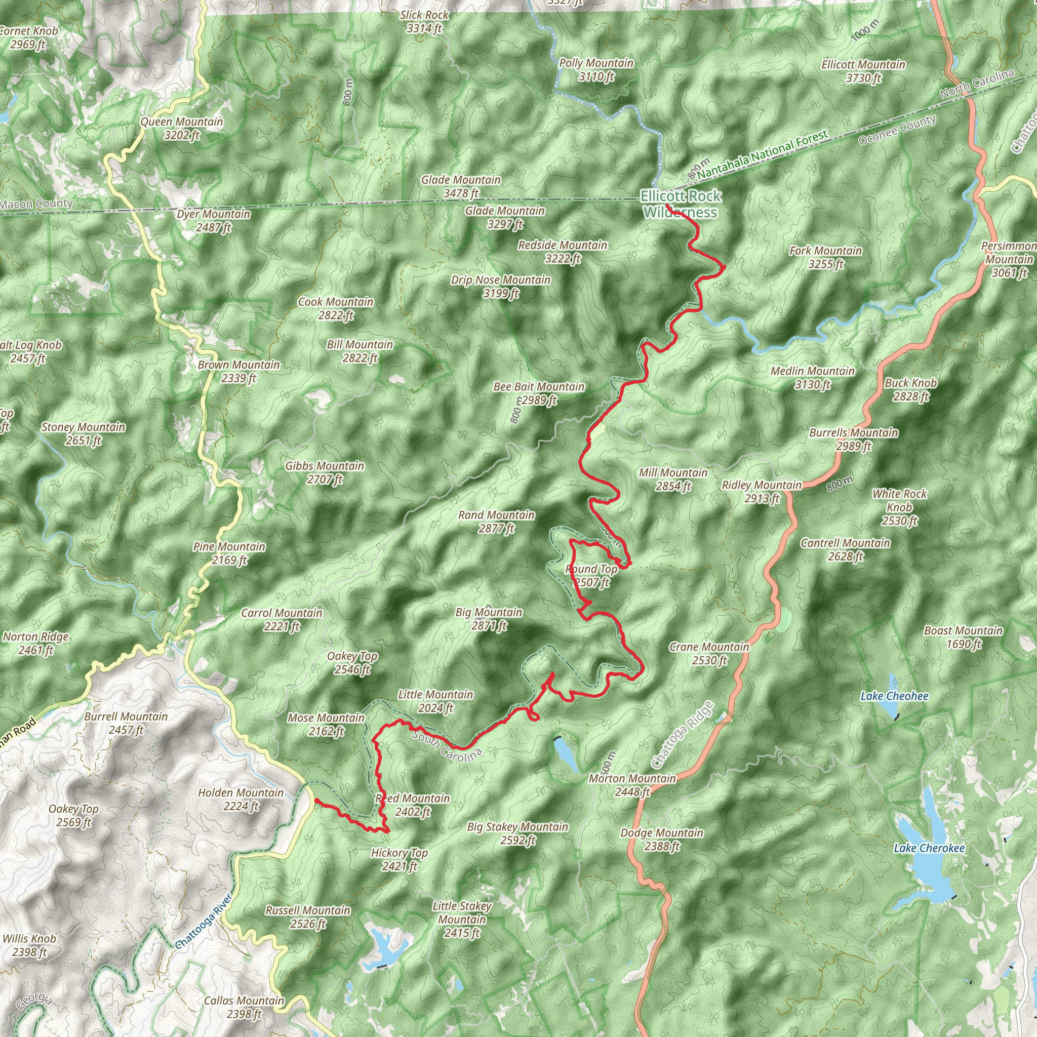 Chattooga Hiking Trail mobile static map