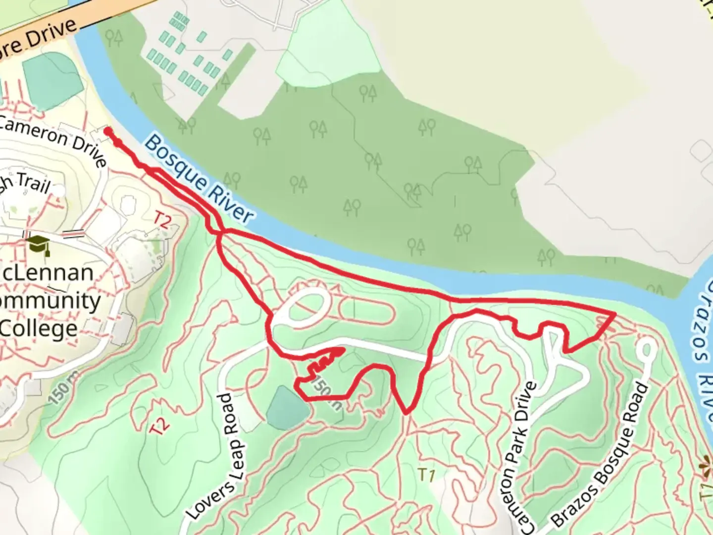 An image depicting the trail River Trail, Drain Pipe and Thor Loop and its surrounding area.