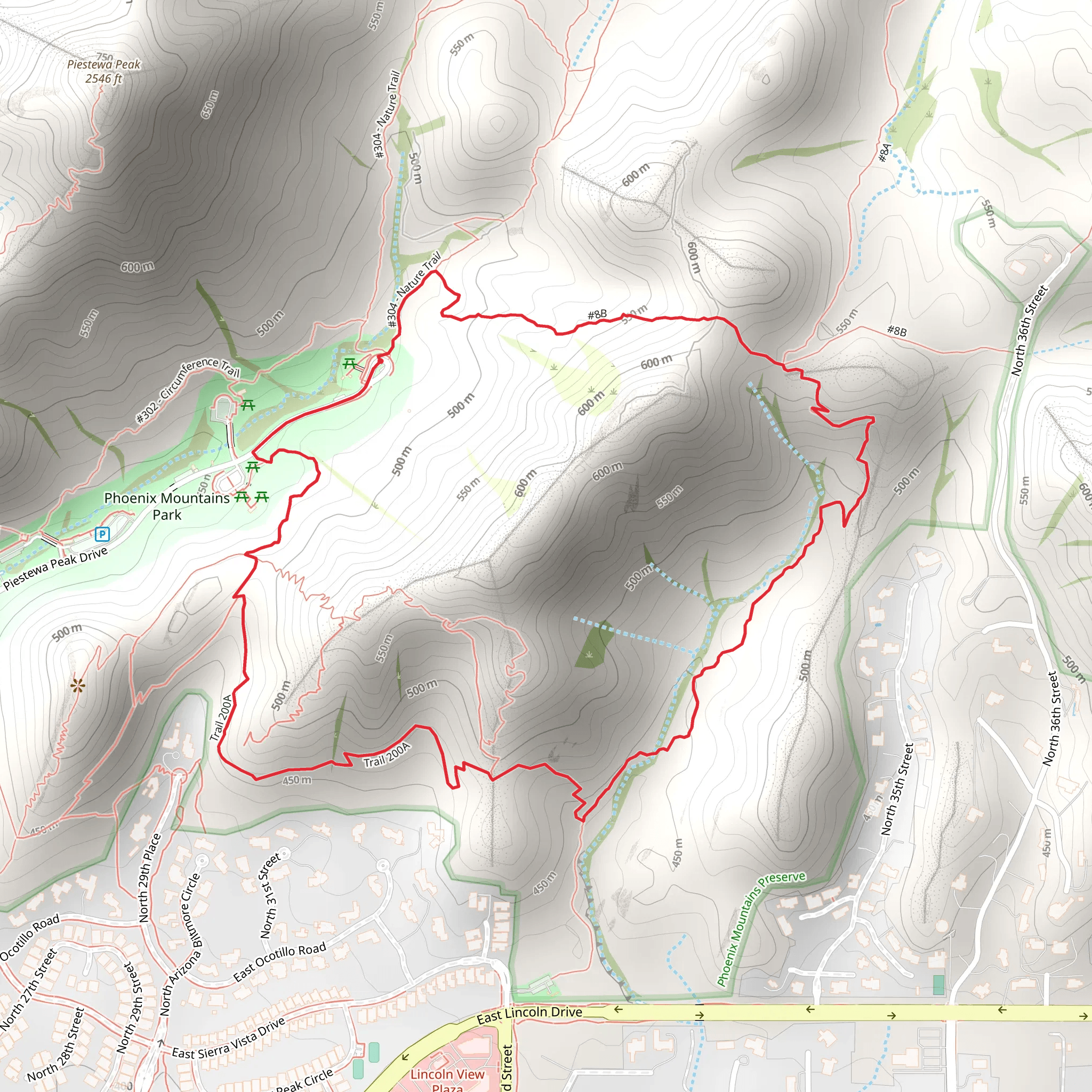 Phoenix Mountains Park Loop mobile static map