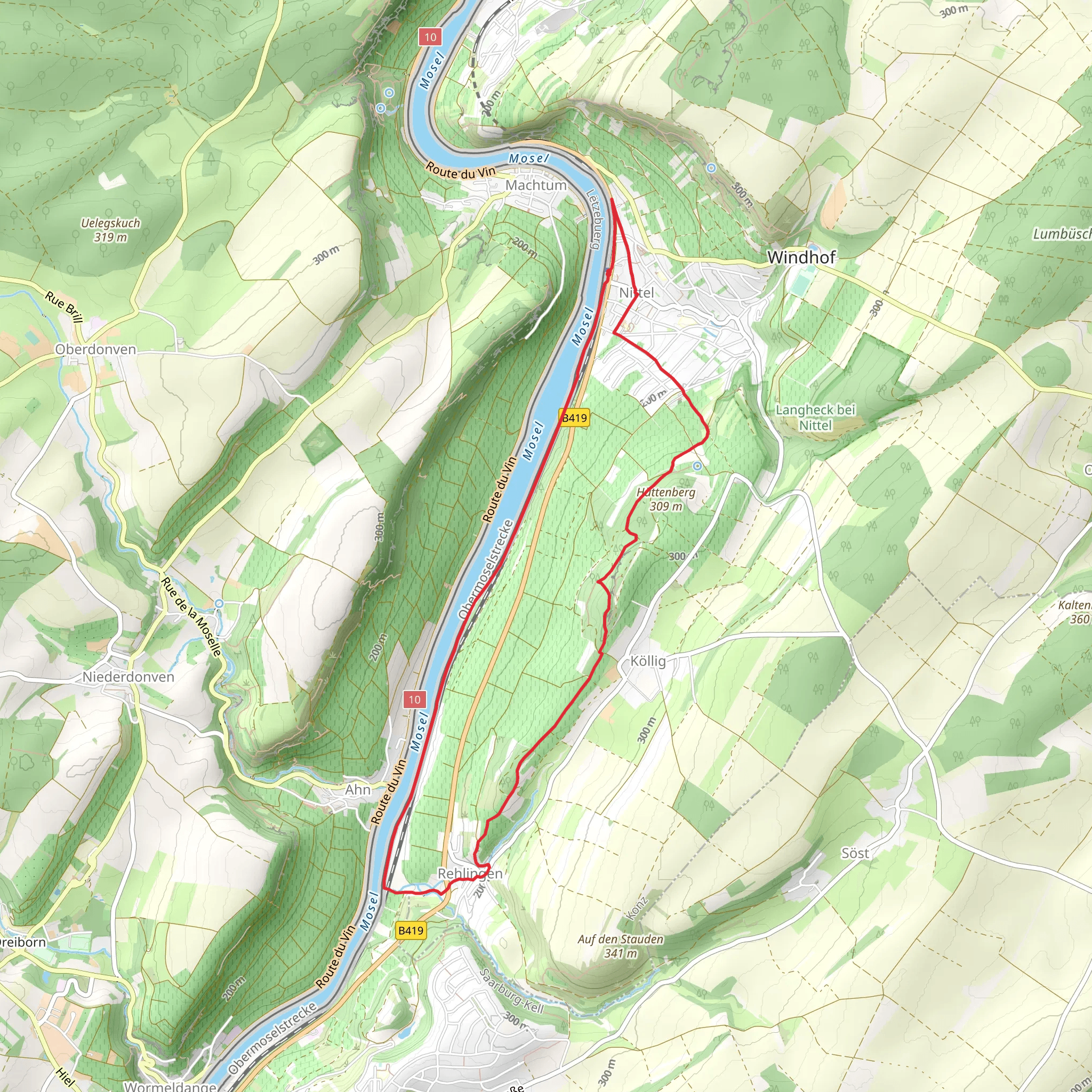 Nittel and Rehlingen Loop mobile static map