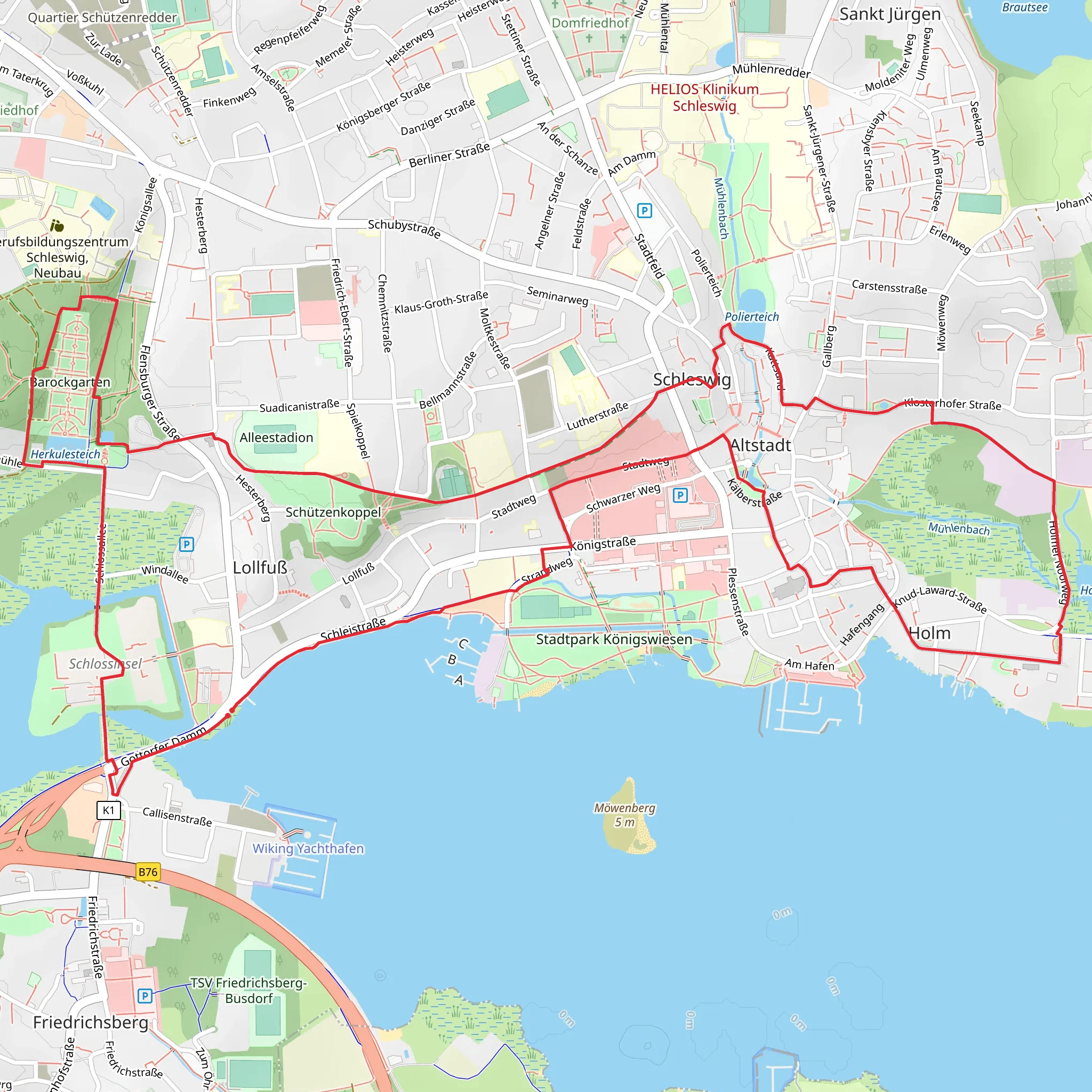 Schleiroute and Mochaelisallee mobile static map