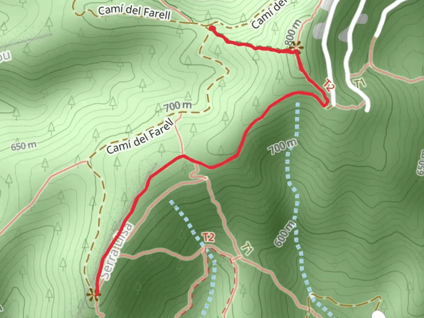 An image depicting the trail Sierra Lisa - PR®-C 009 PR C 9-2 and its surrounding area.