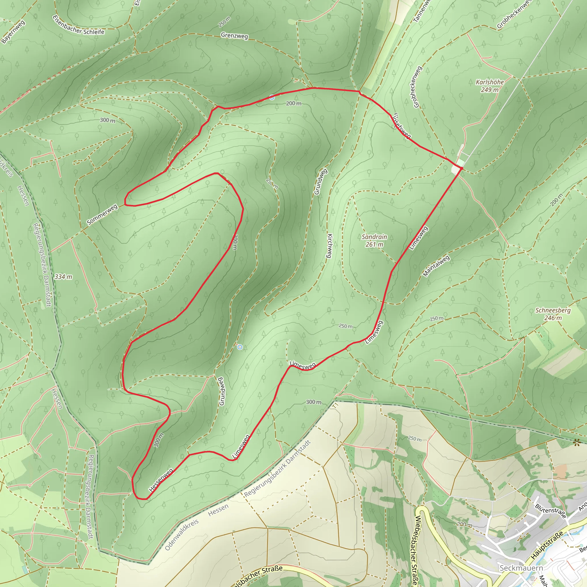 Hessenweg and Westlicher Limesweg Loop mobile static map