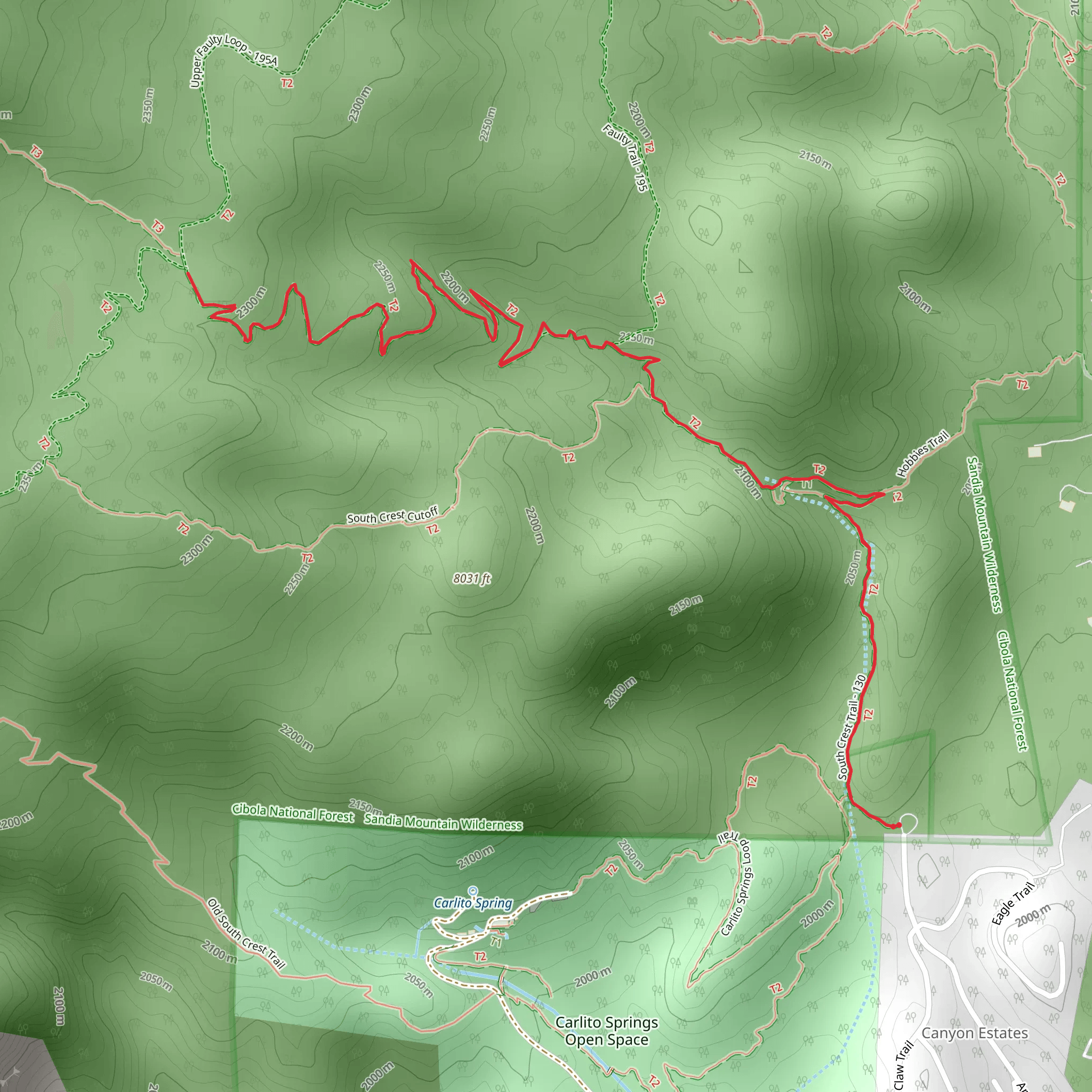 South Crest Trail Short mobile static map