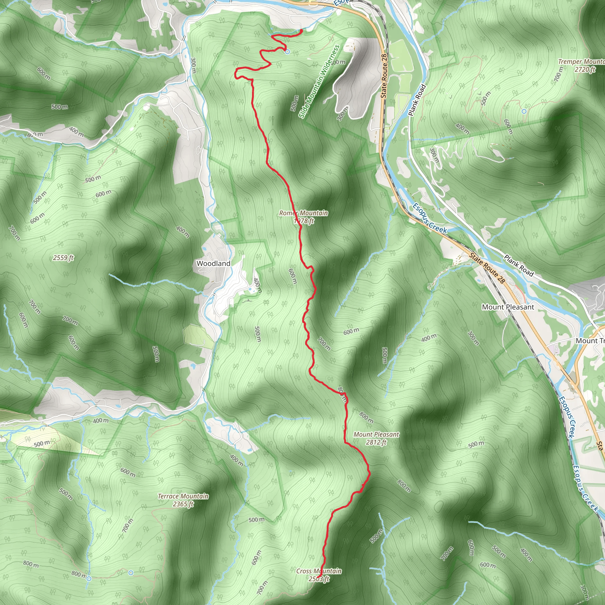 Romer Mountain, Mount Pleasant and Cross Mountain Trail mobile static map