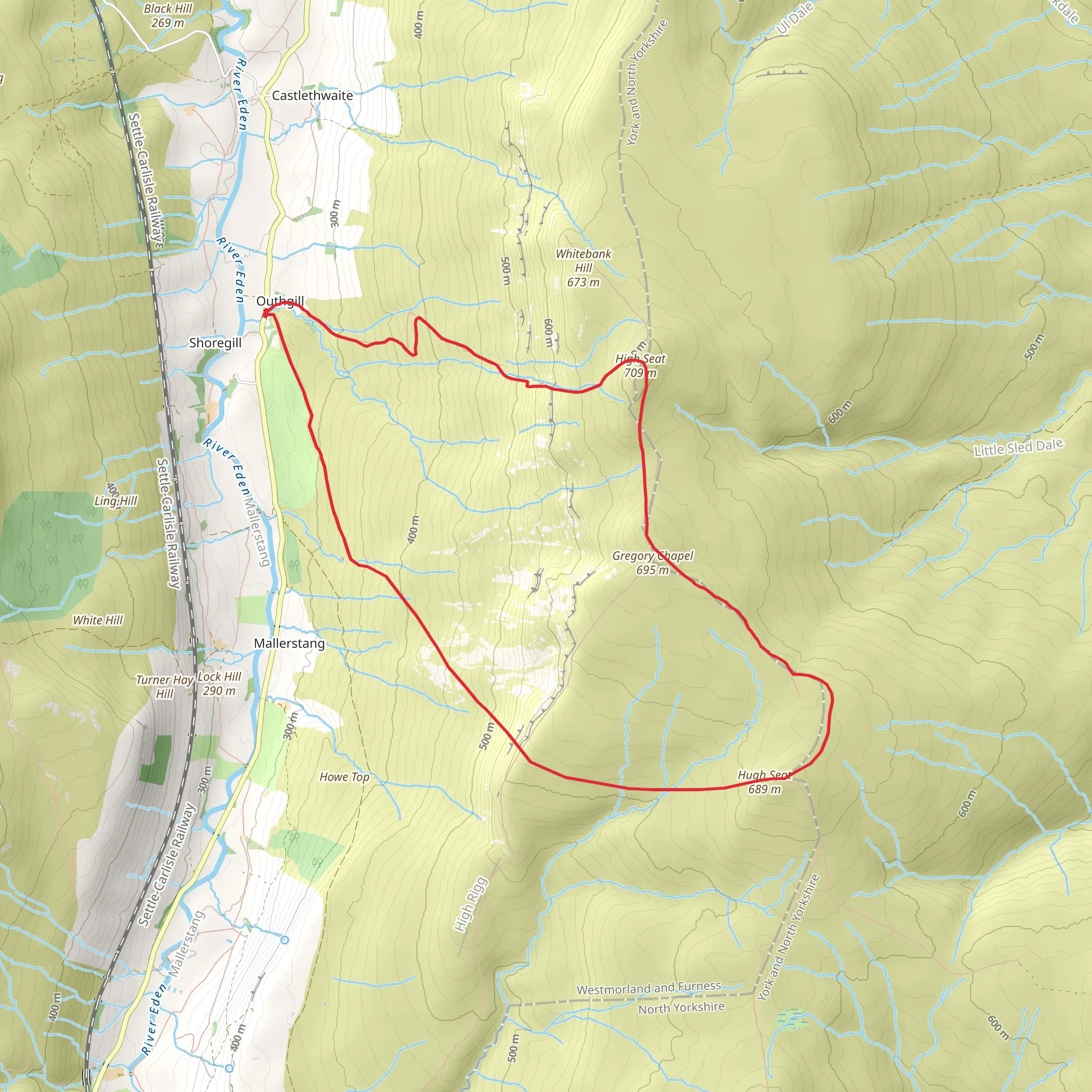 Outhgill - High Seat - Gregory Chapel and Hugh Seat mobile static map