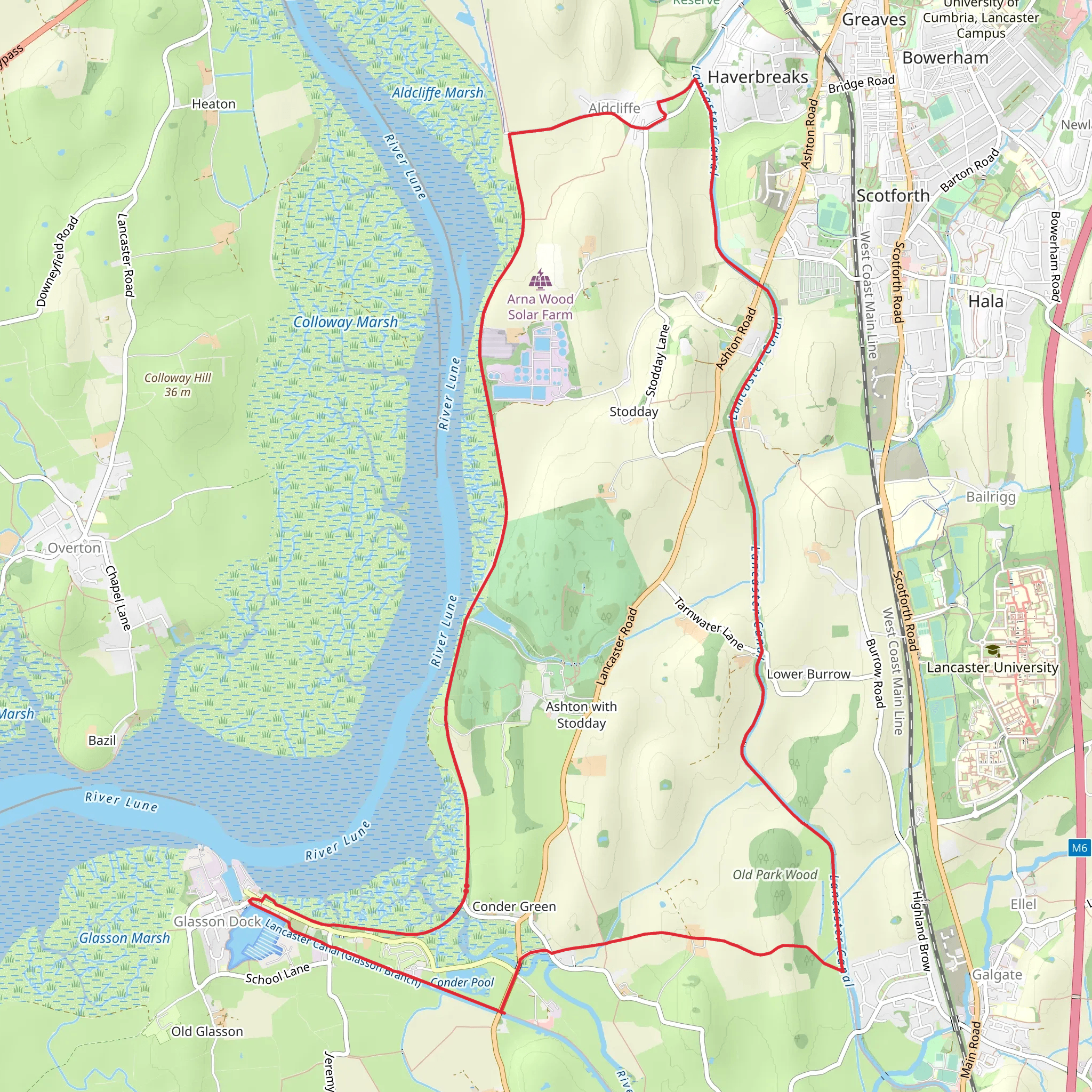 Conder Green to Aldcliffe Circular Walk mobile static map