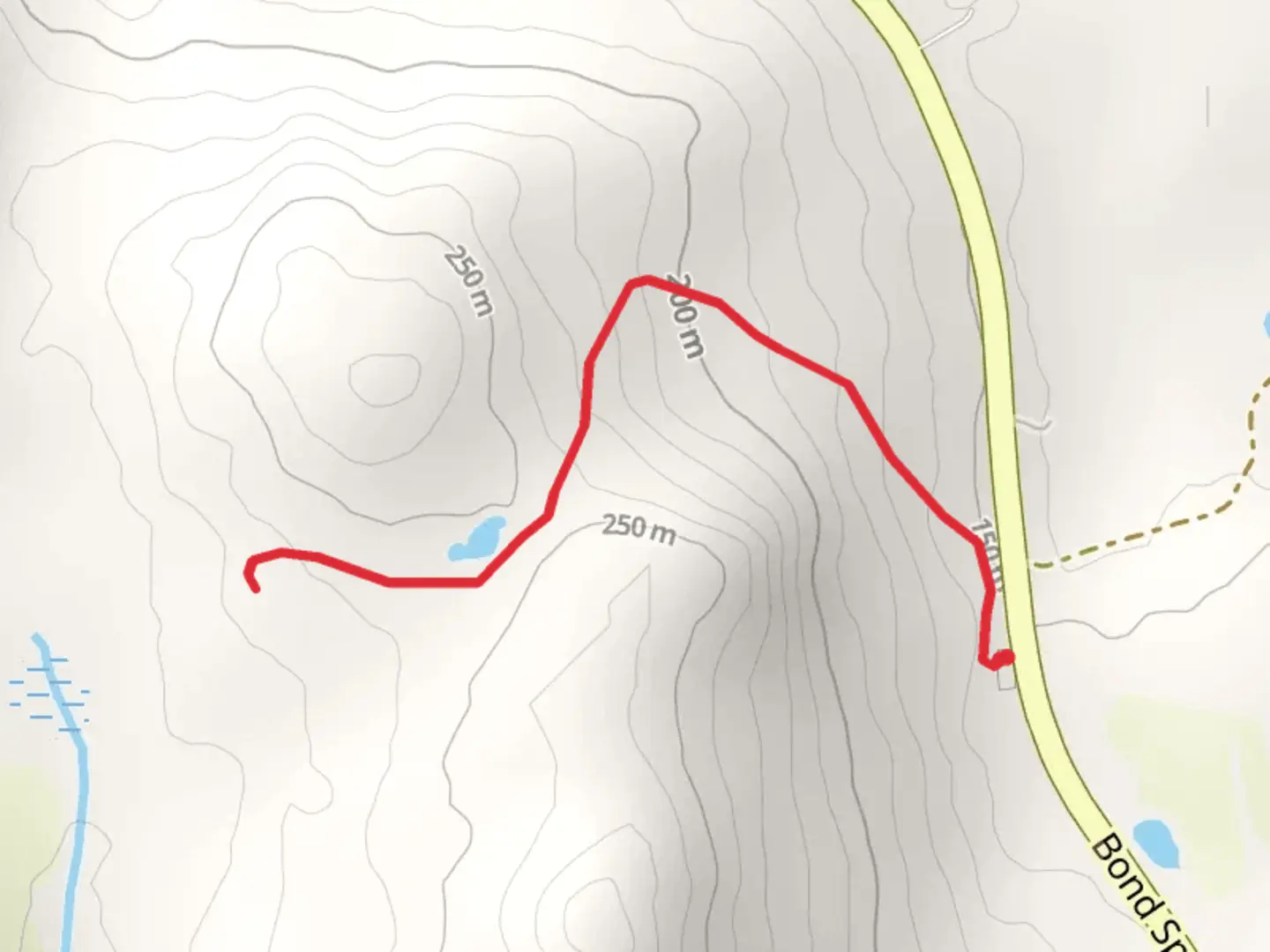 An image depicting the trail Bond Mountain and its surrounding area.
