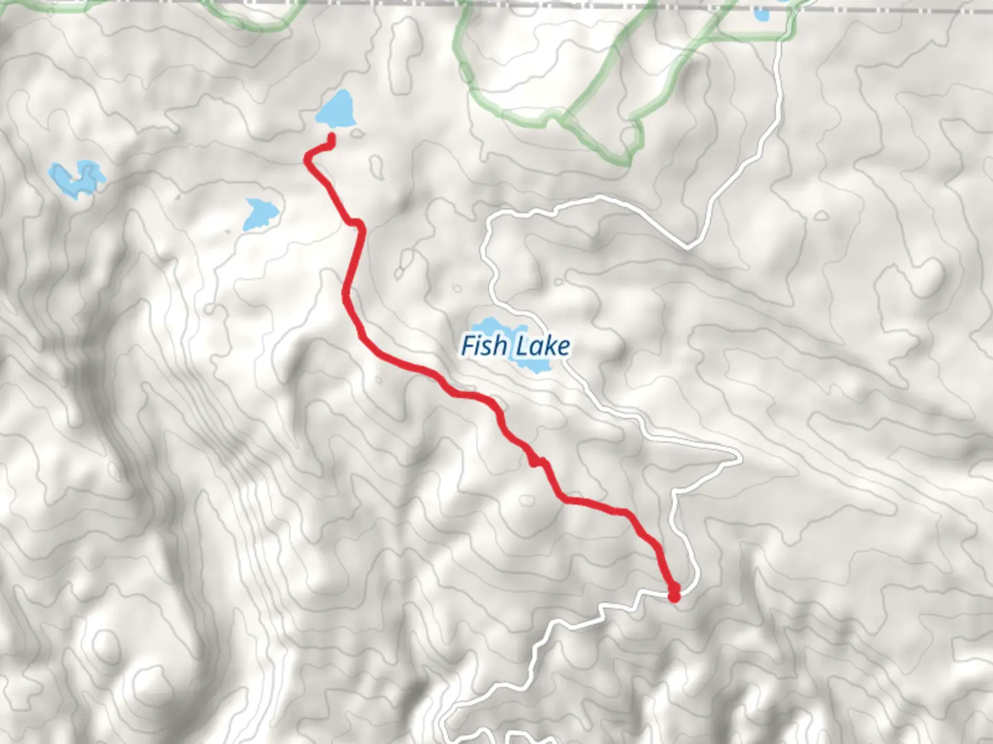 An image depicting the trail Sugarloaf Lake and its surrounding area.