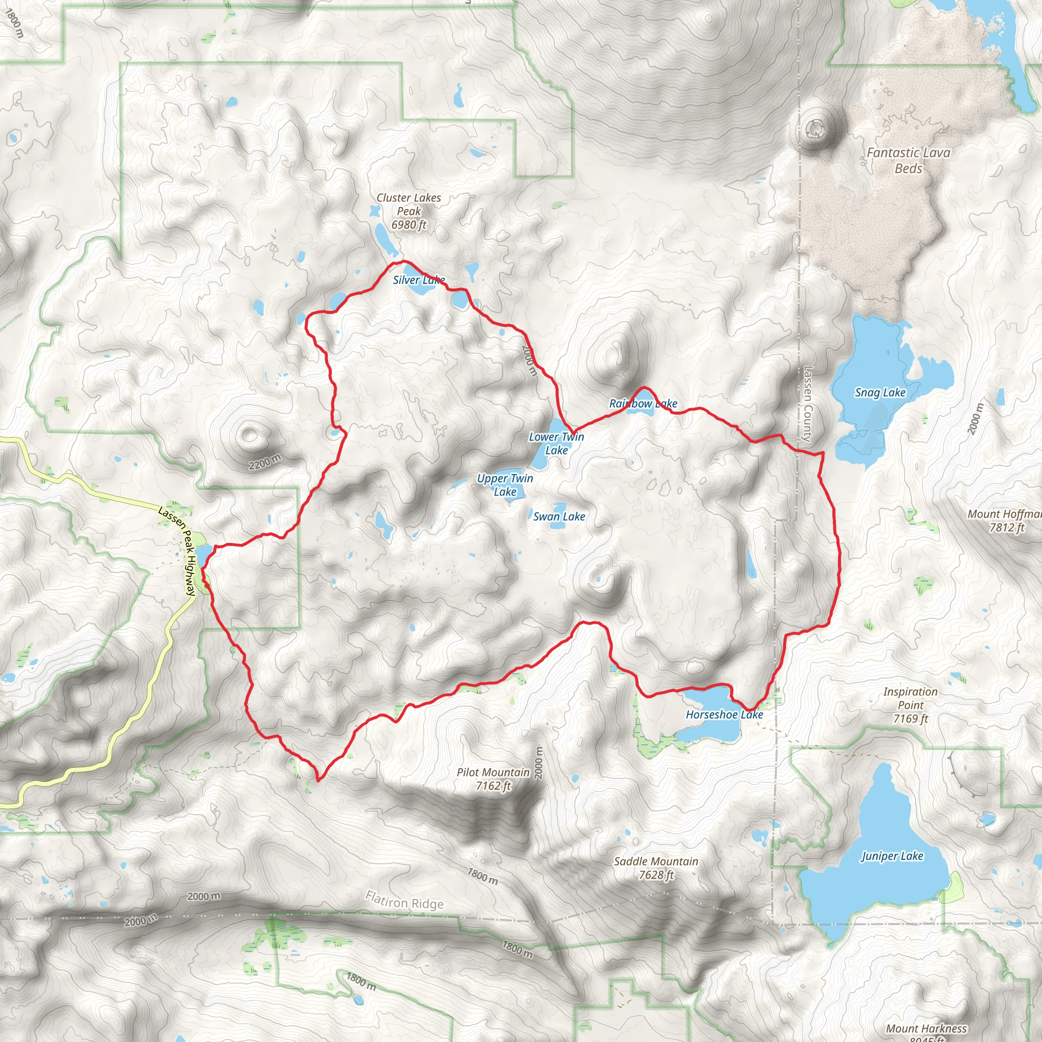 Horseshoe Lake, Rainbow Lake, Silver Lake and Summit Lake Loop mobile static map