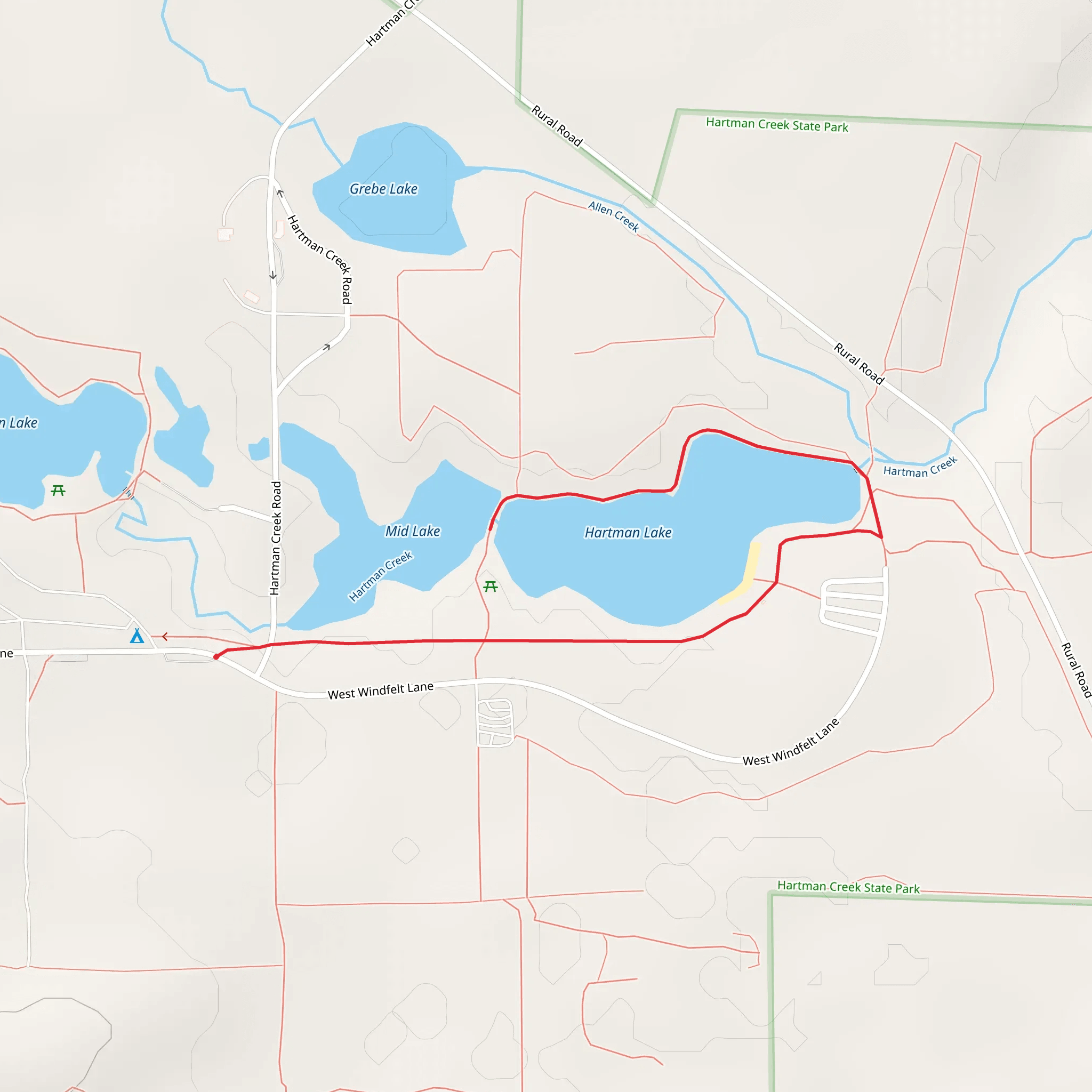 Hartman Lake and Mid Lake Trail mobile static map
