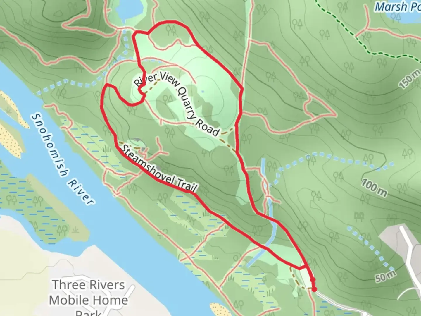 An image depicting the trail Quarry Loop and its surrounding area.