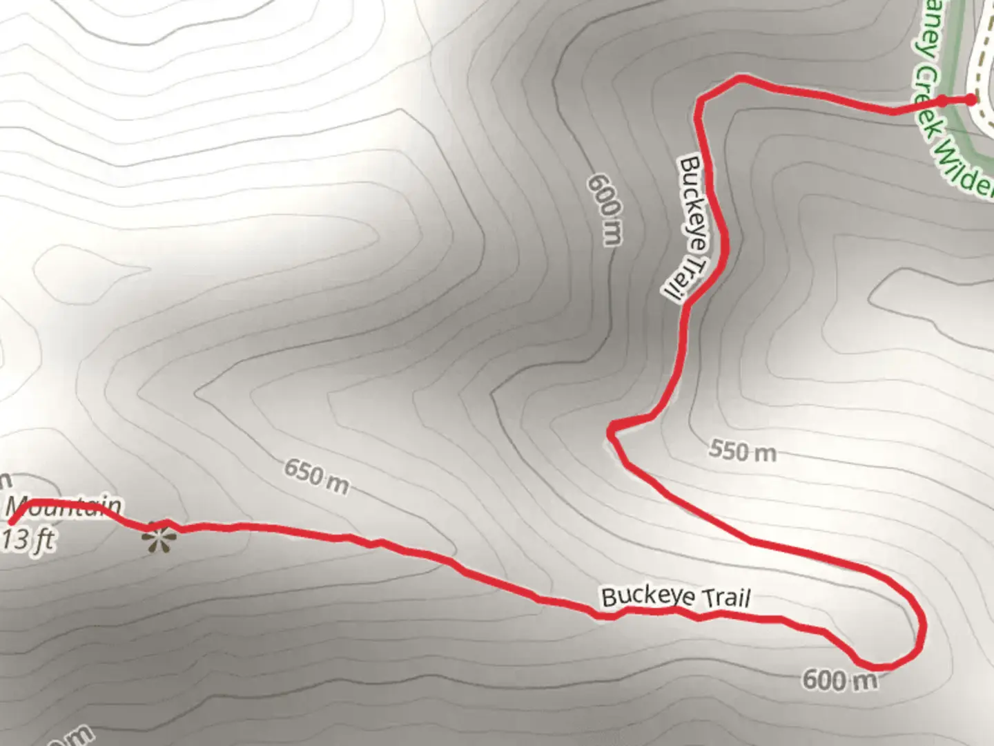 An image depicting the trail Buckeye Mountain via Buckeye Trail and its surrounding area.
