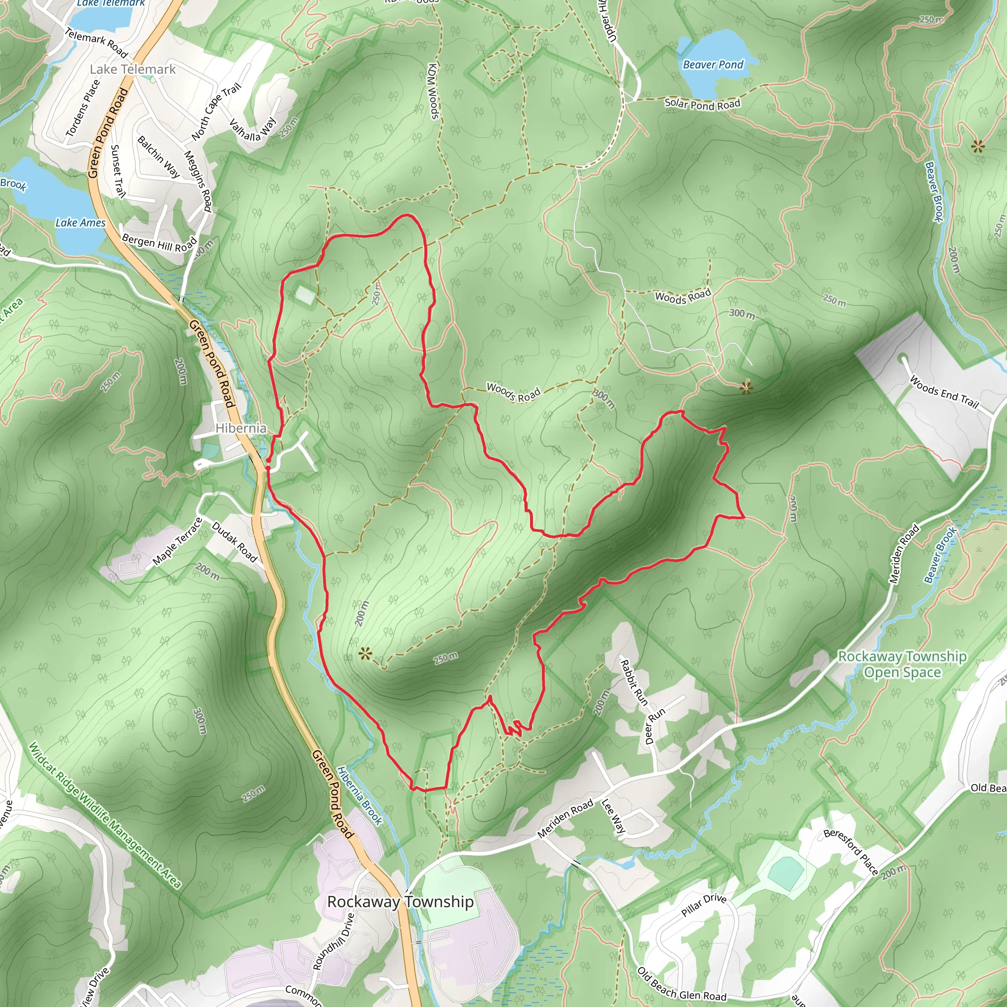 Beach Glen Trail and Four Birds Loop Trail mobile static map