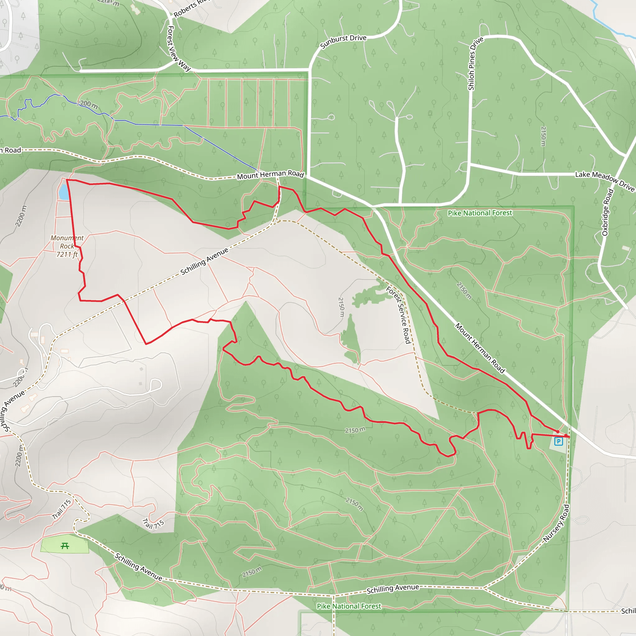 Monument Rock Loop via Monument Fire Center Trail mobile static map