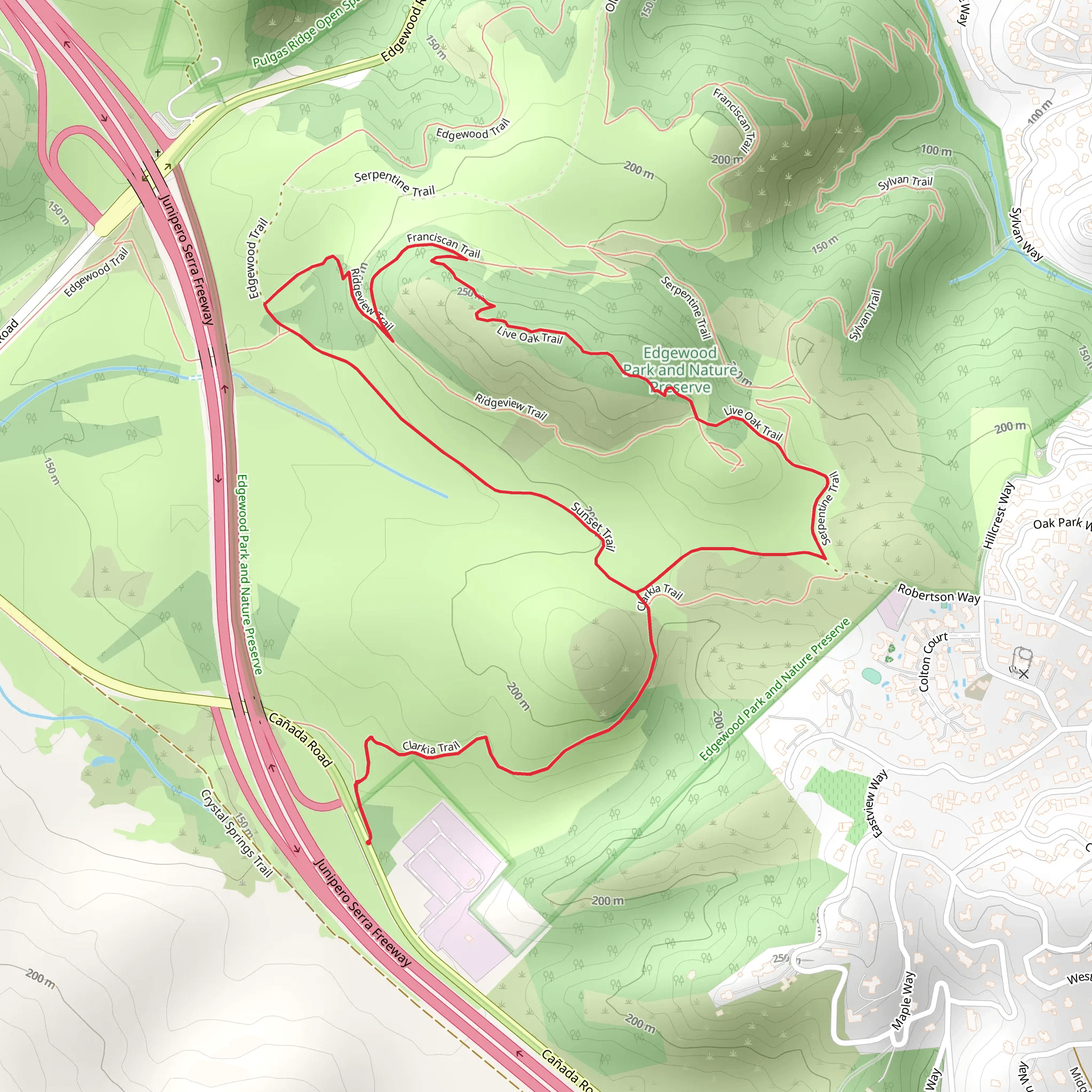 Sunset and Live Oak Loop via Clarkia Trail mobile static map