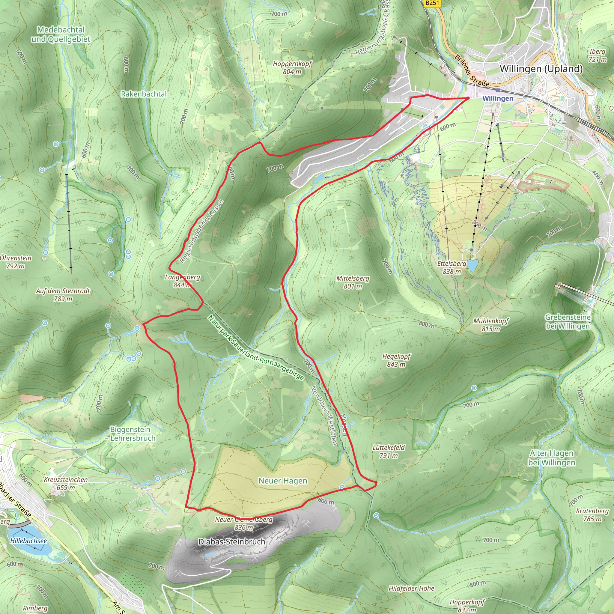 Willingen and Naturschutzgebiet Neuer Hagen Loop mobile static map