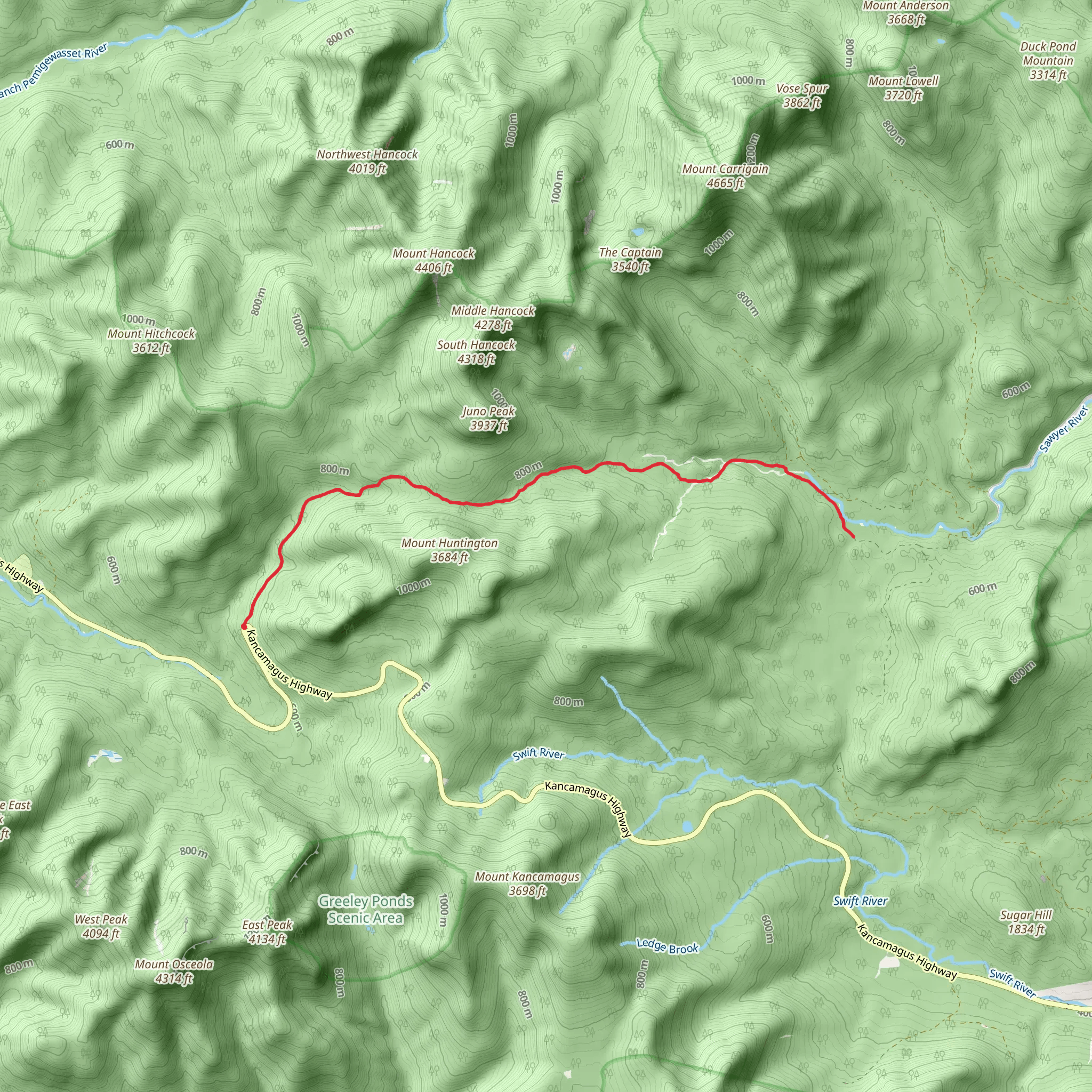 Hancock Notch Trail mobile static map